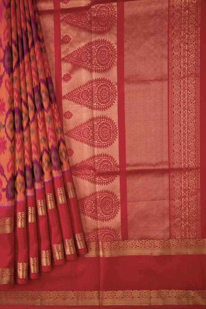 Rust Soft Silk Saree - Image 2