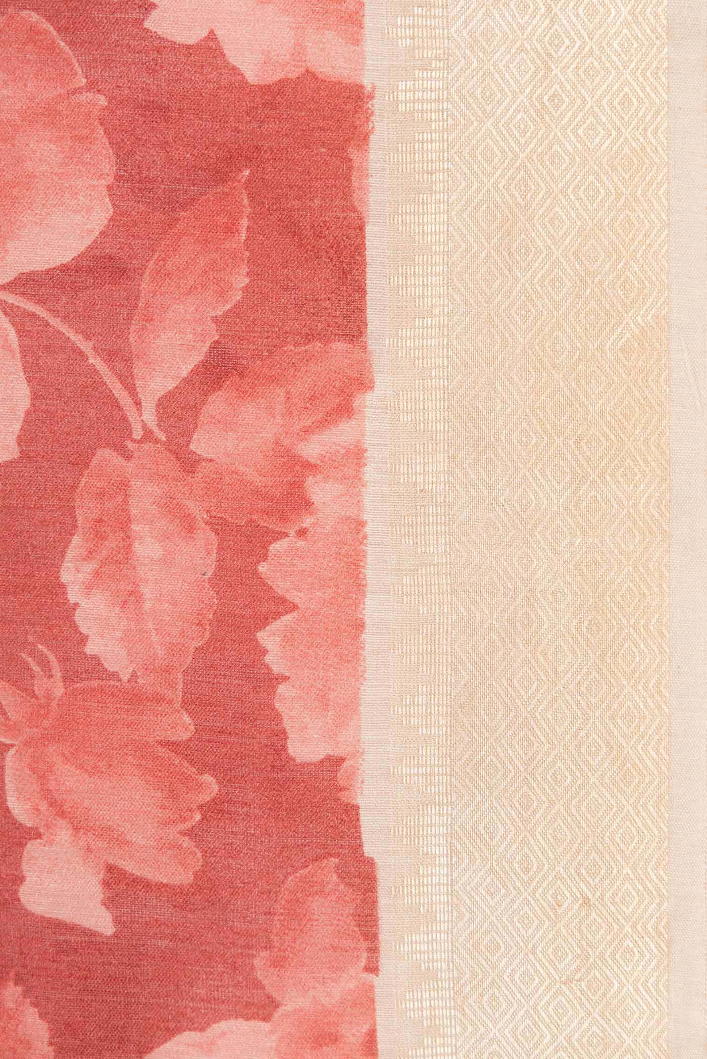 Peach Tussar Silk Saree - Image 3