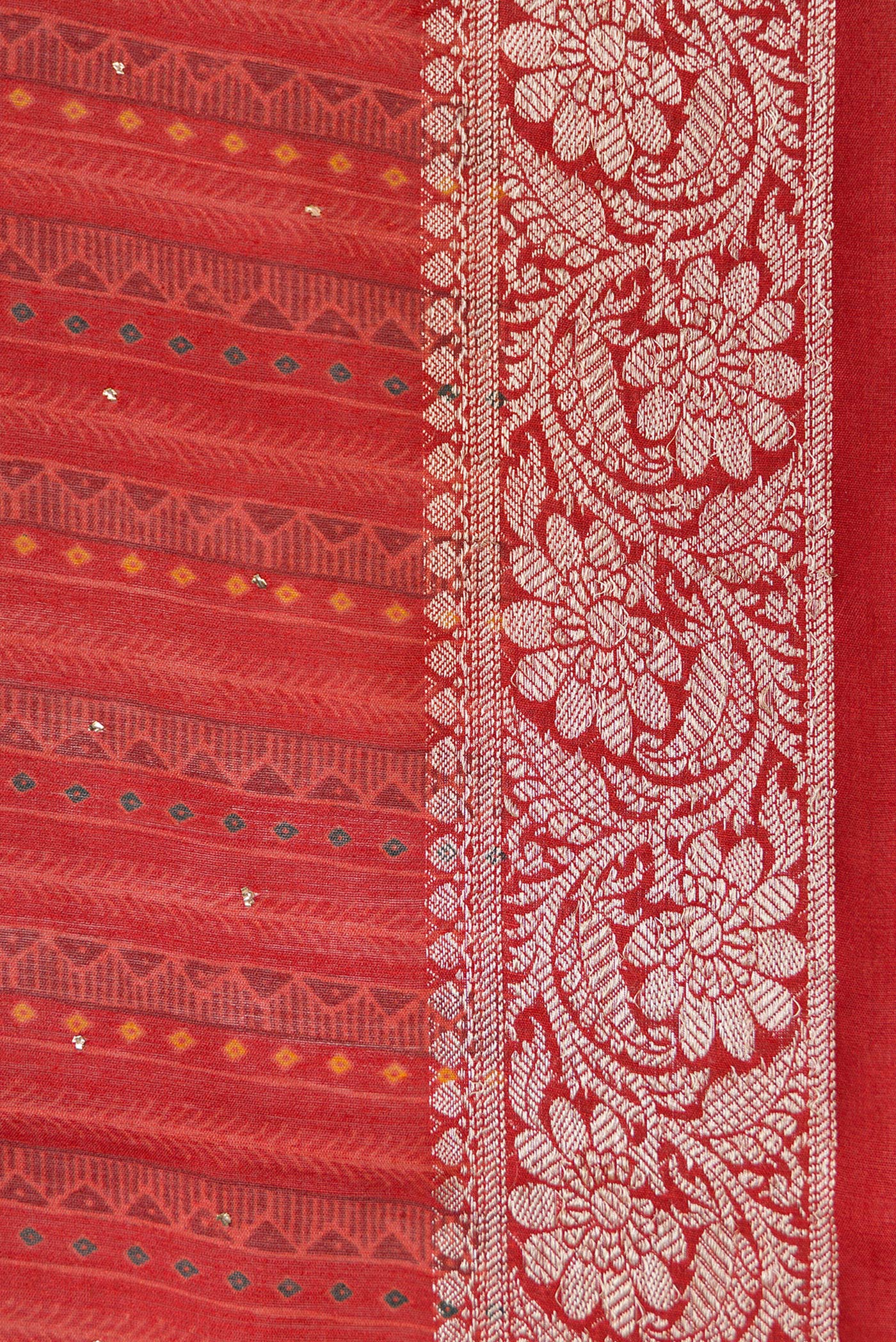 Red Tussar Silk Saree - Image 3