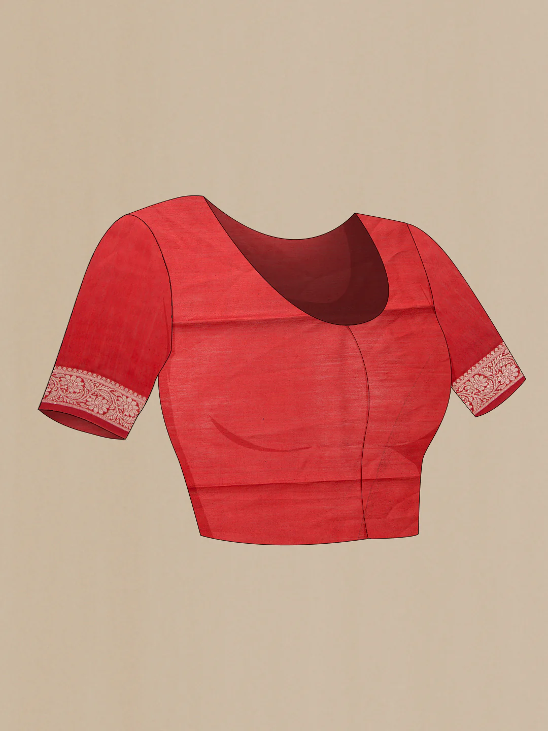 Red Tussar Silk Saree - Image 4