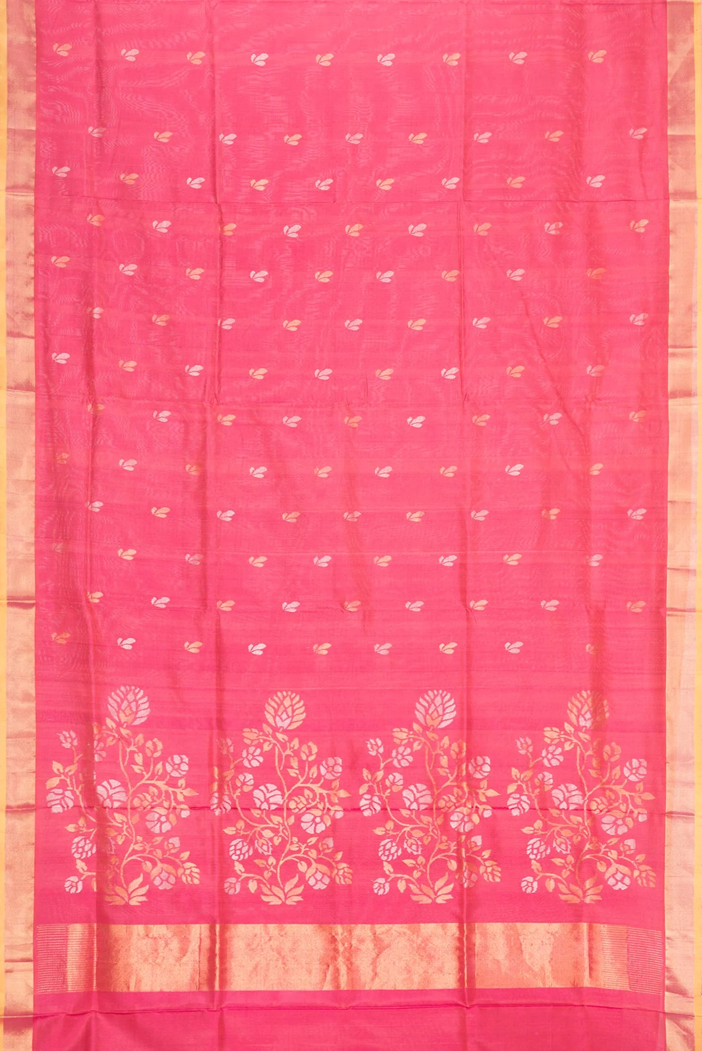 Dark Pink Dual Tone Uppada Silk Saree - Image 6