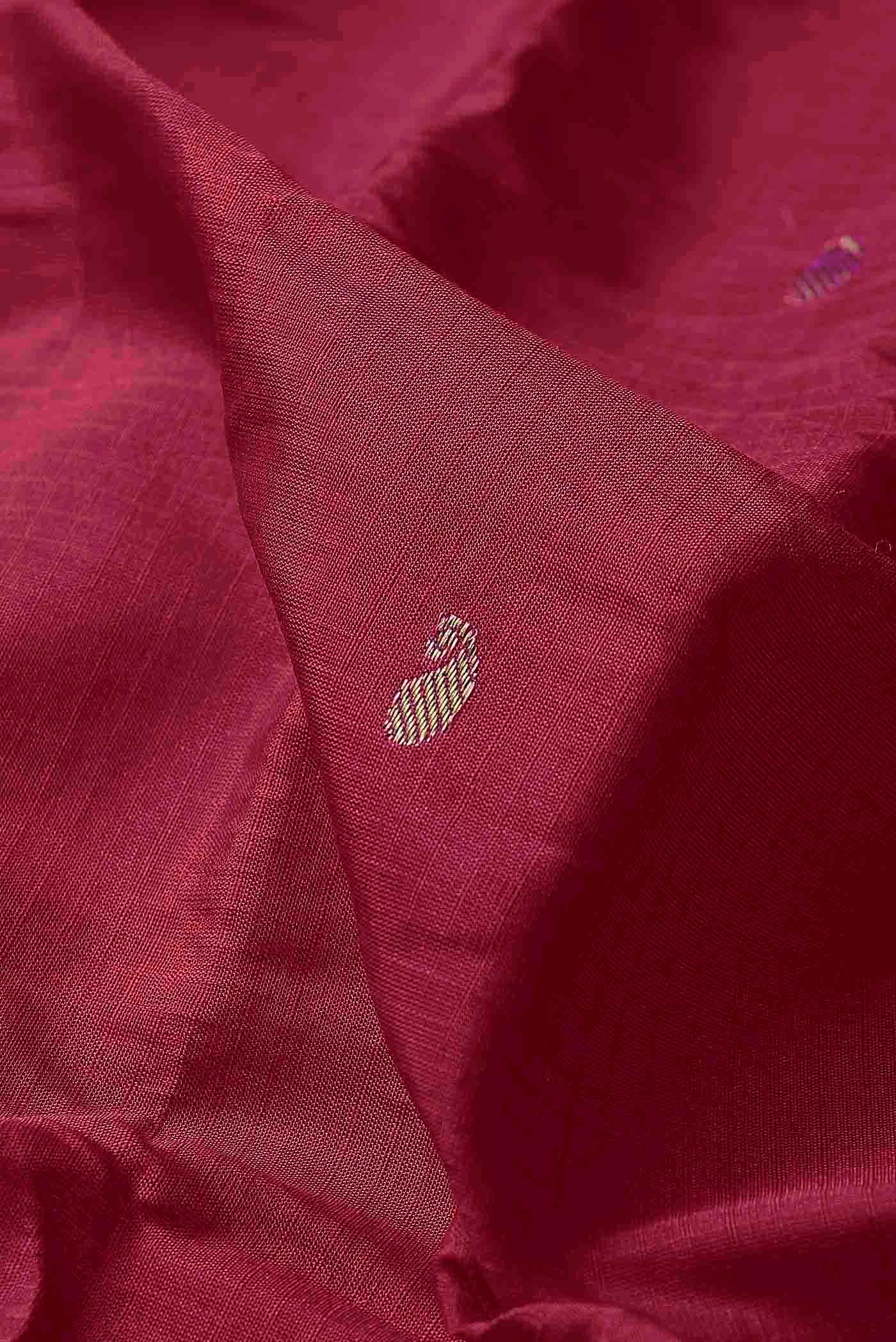 Dark Pink Gadwal Silk Cotton Saree - Image 3
