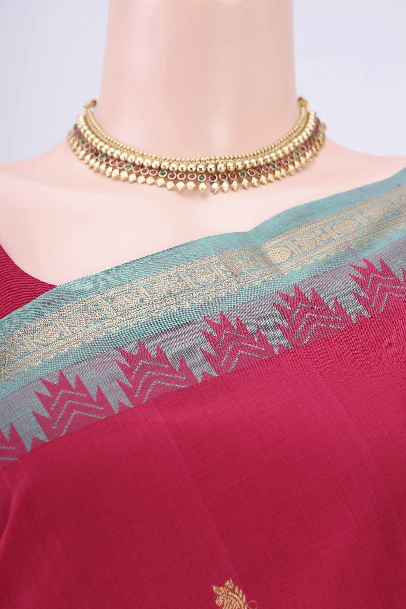 Pink Kanchi Cotton Saree - Image 2
