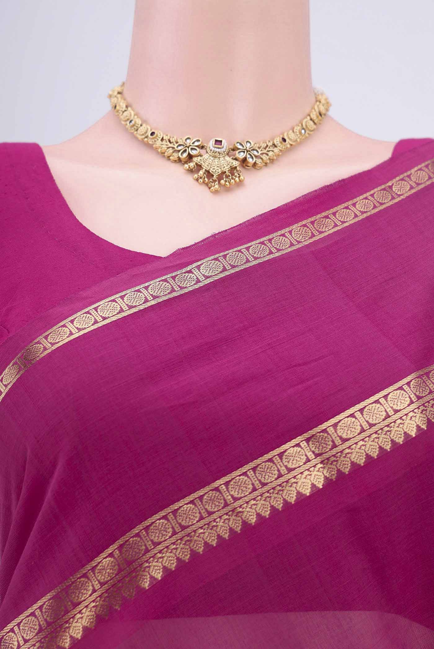 Dark Pink Kanchi Cotton Saree - Image 2