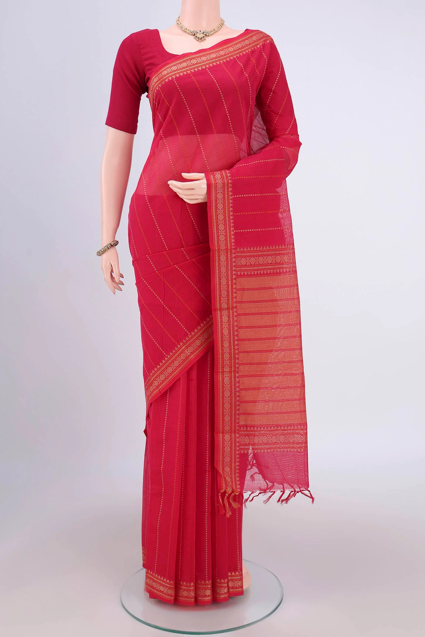 Dark Pink Kanchi Cotton Saree