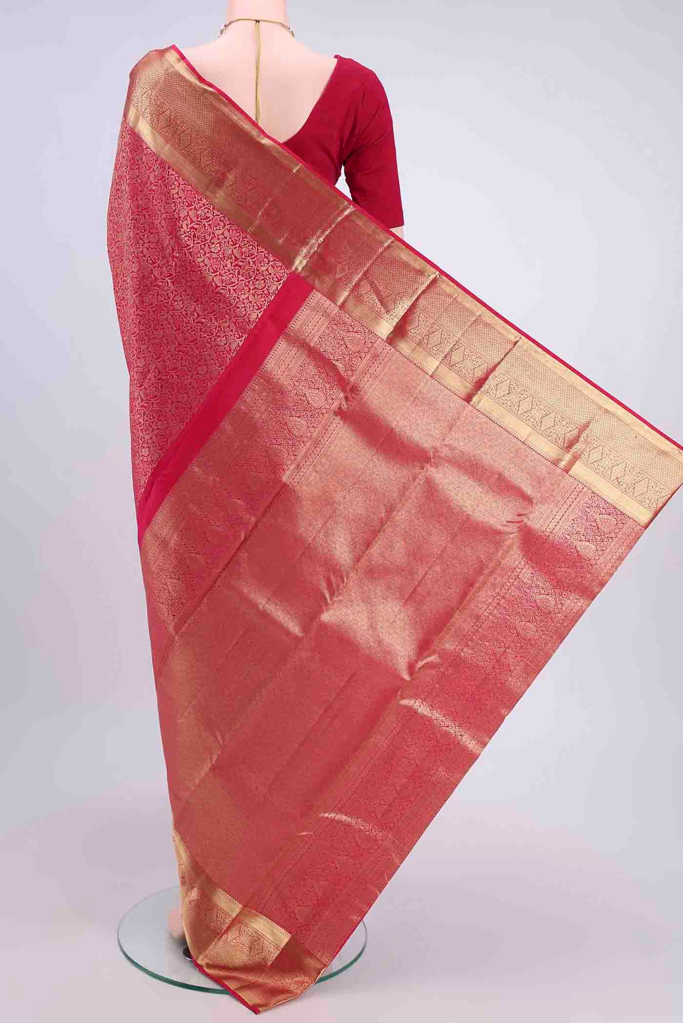 Dark Pink Kanjivaram Saree - Image 3