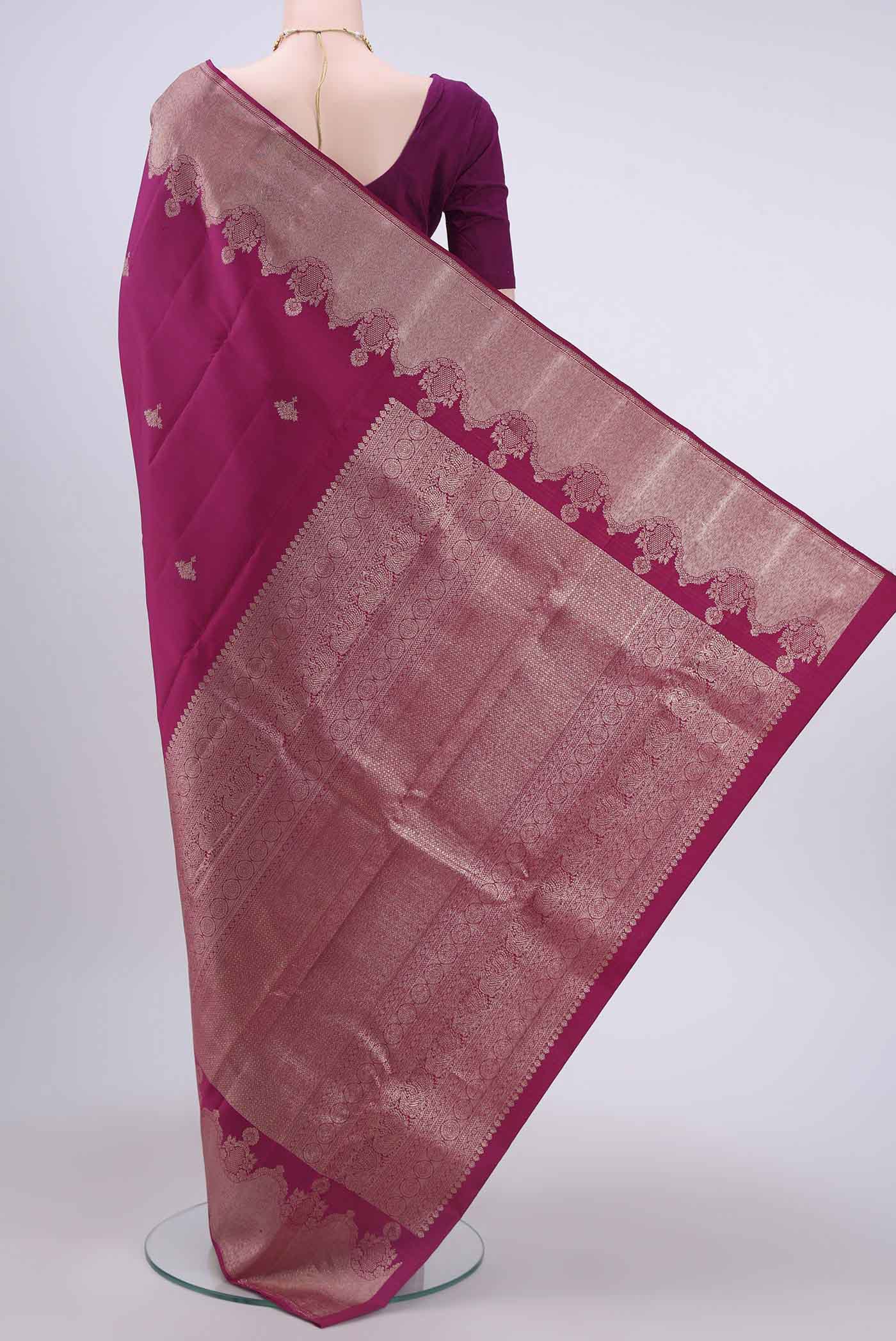Dark Pink Kanjivaram Saree - Image 3