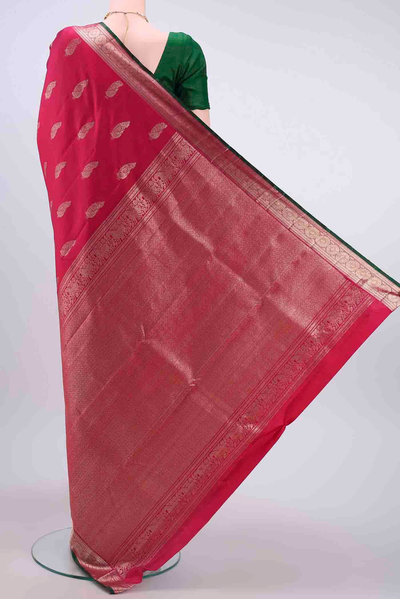 Dark Pink Kanchipuram Saree - Image 3