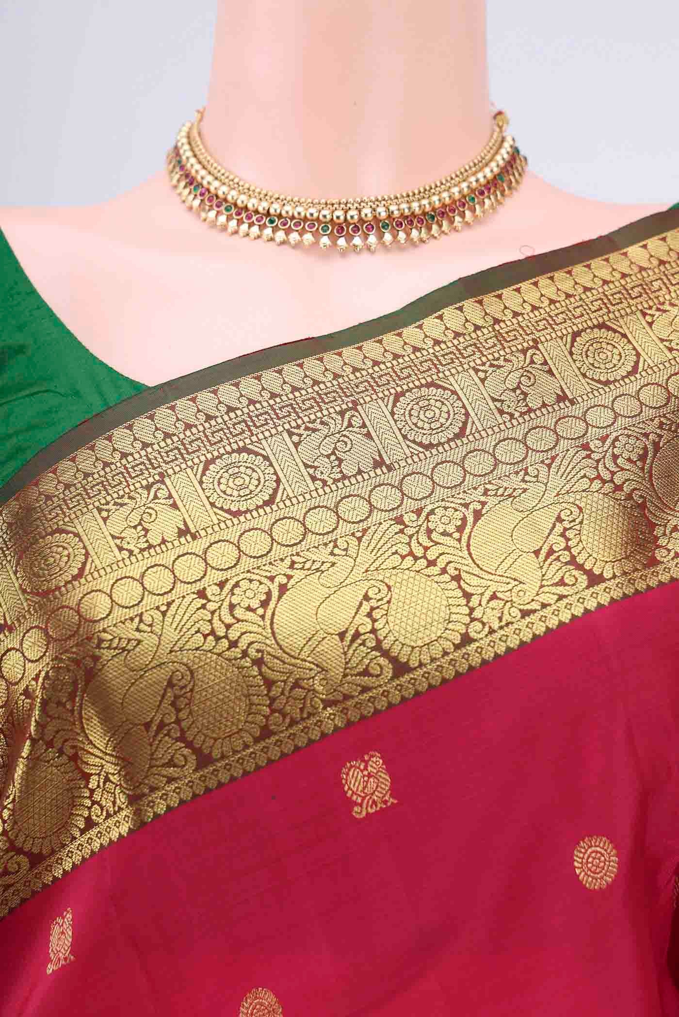 Dark Pink Kanchipuram Saree - Image 2