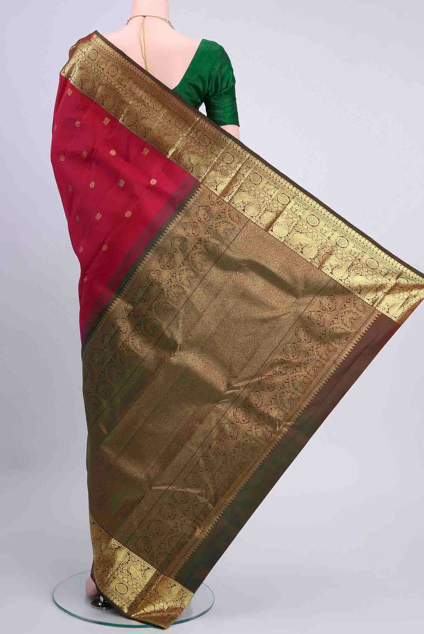 Dark Pink Kanchipuram Saree - Image 3
