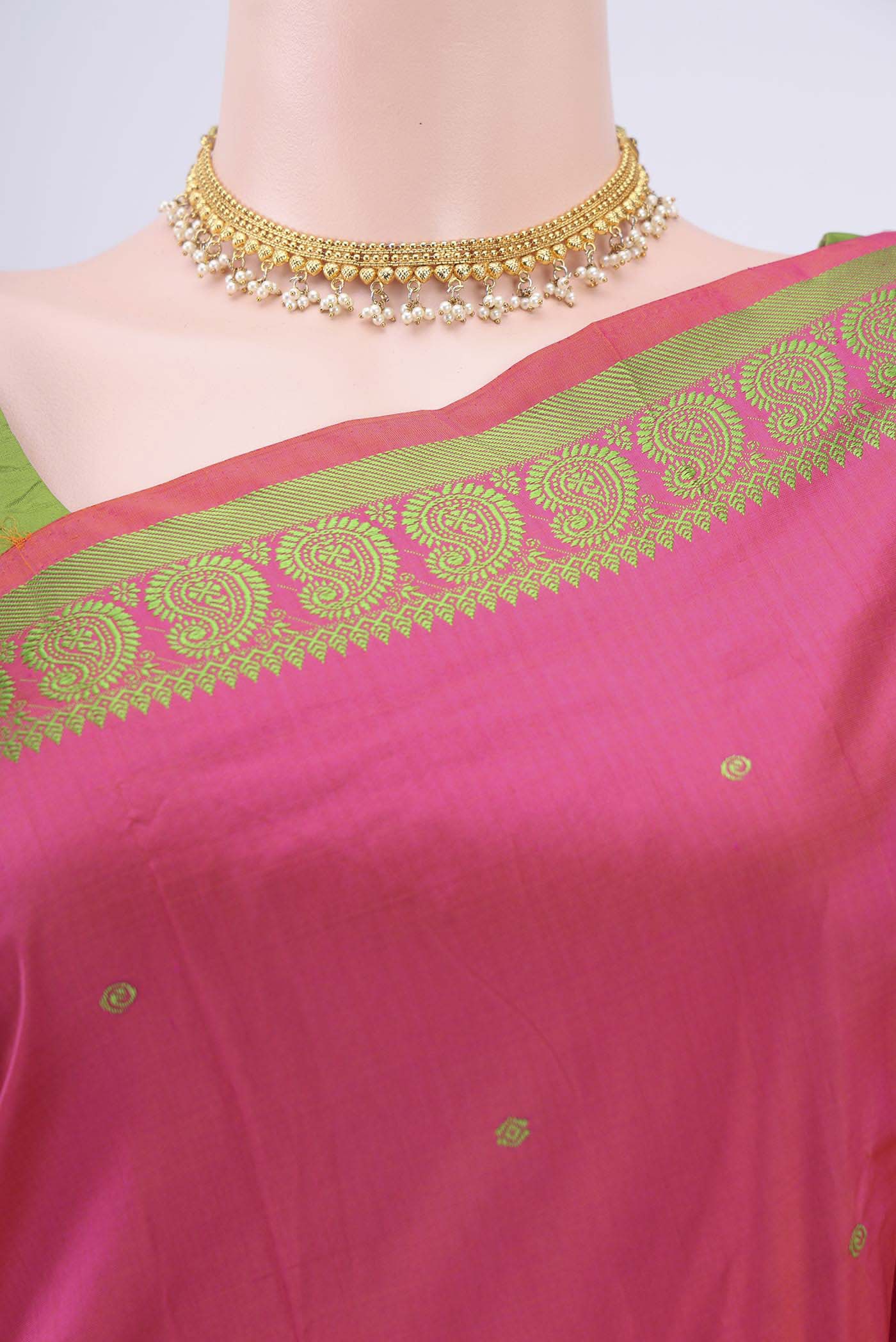 Dark Pink Kanchipuram Silk Saree - Image 2