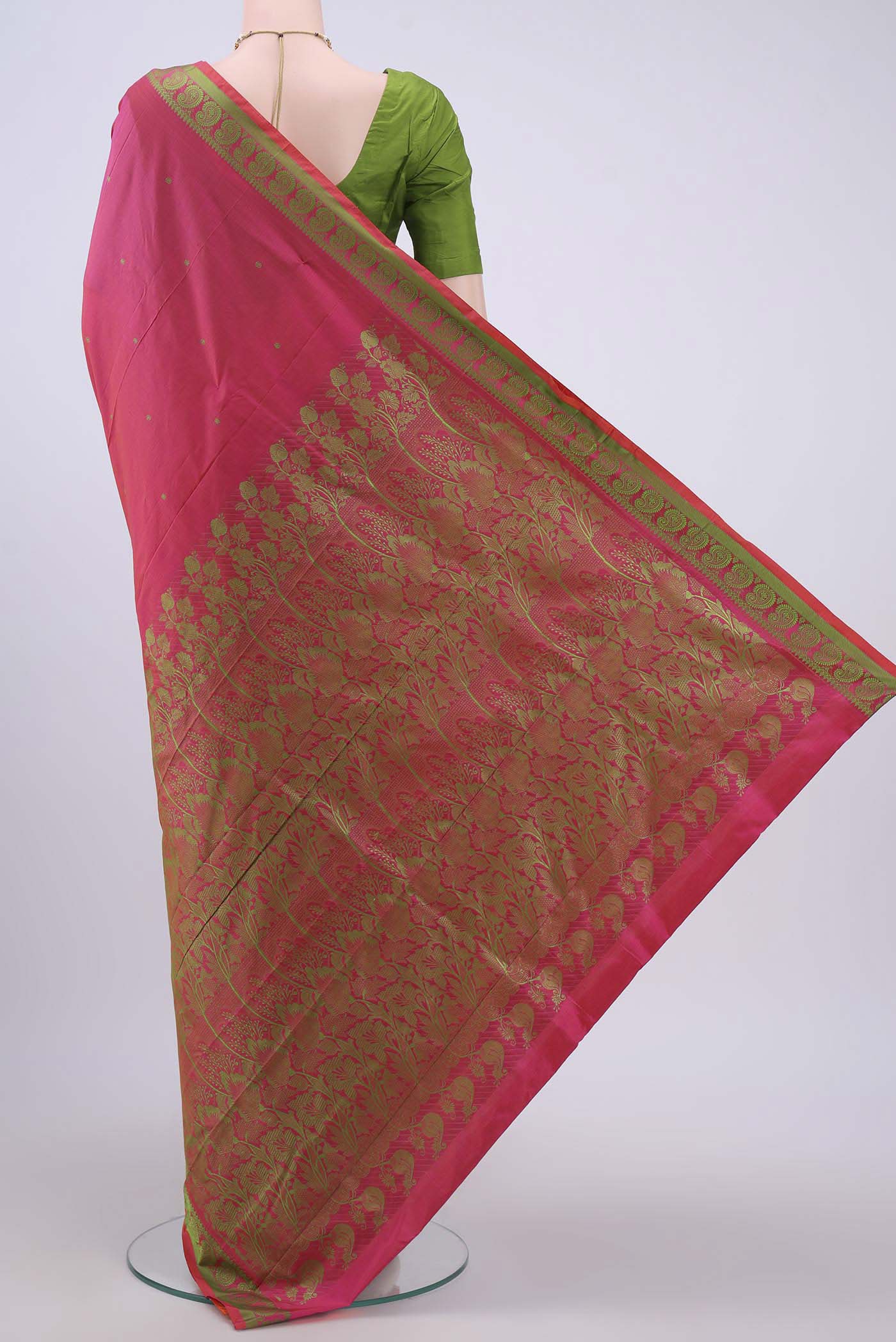 Dark Pink Kanchipuram Silk Saree - Image 3