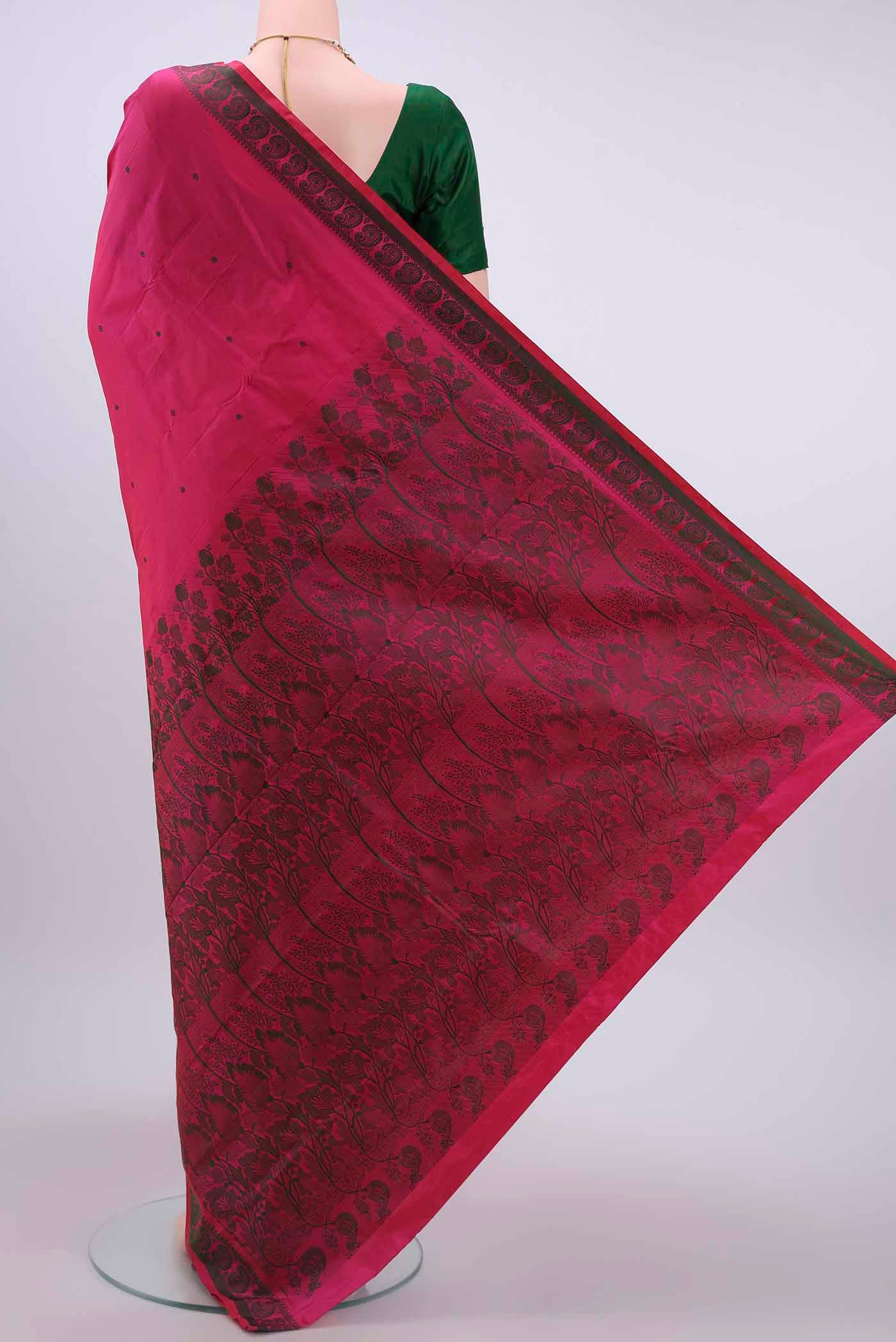 Dark Pink Kanchipuram Silk Saree - Image 3