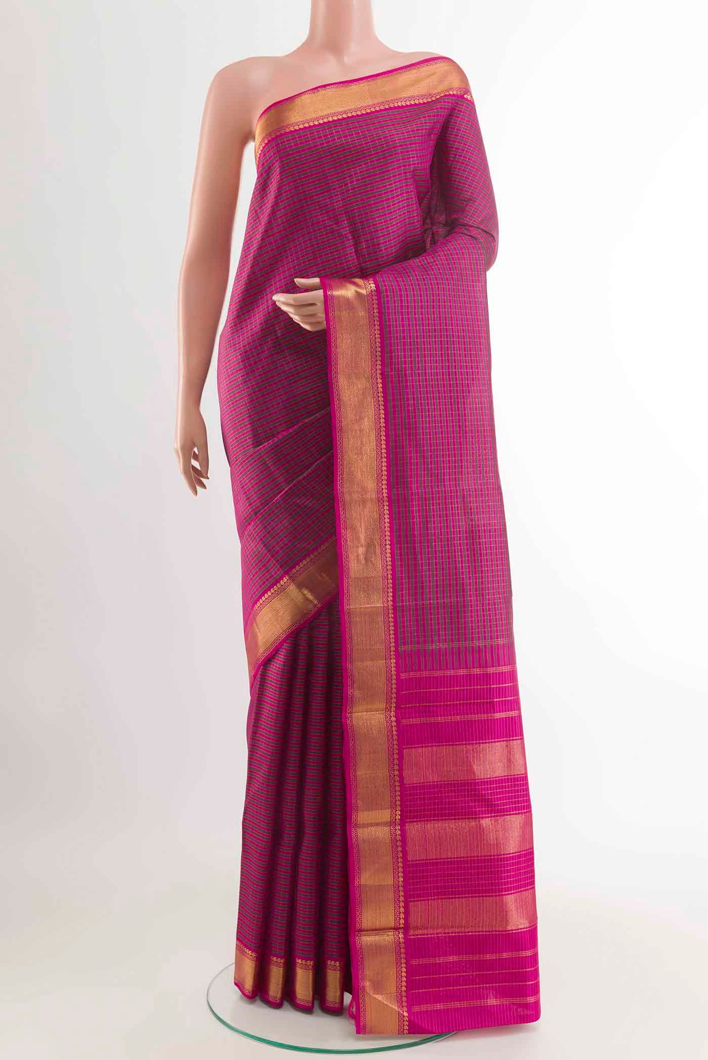 Dark Pink Kanchipuram Silk Saree