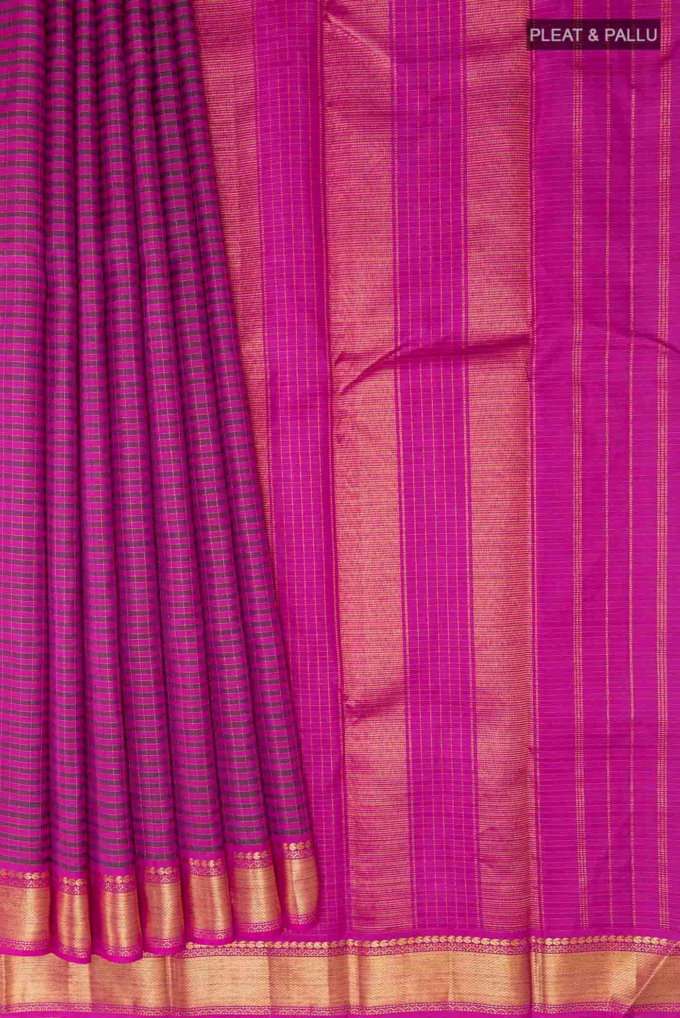 Dark Pink Kanchipuram Silk Saree - Image 4