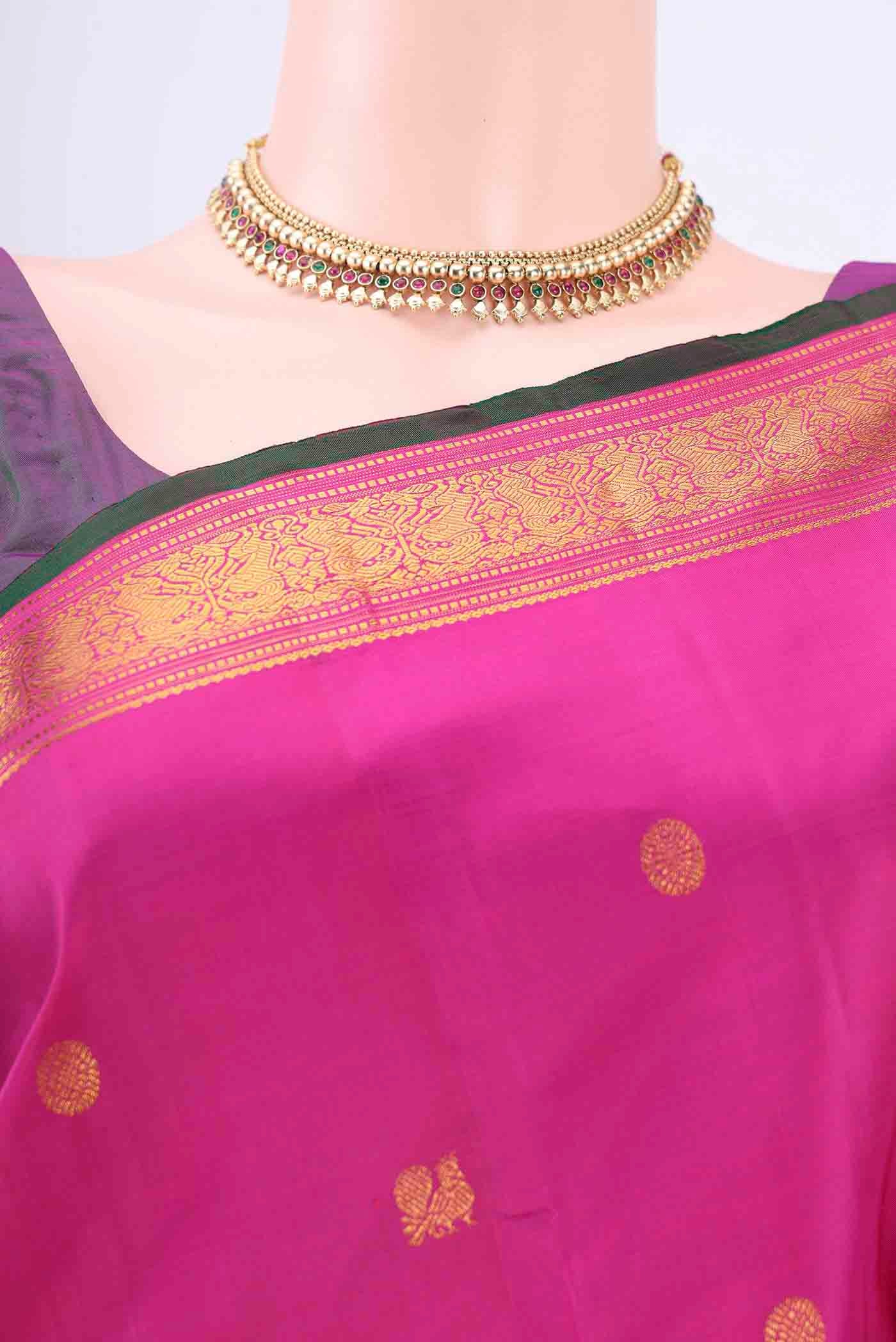 Dark Pink Kanchipuram Silk Saree - Image 2