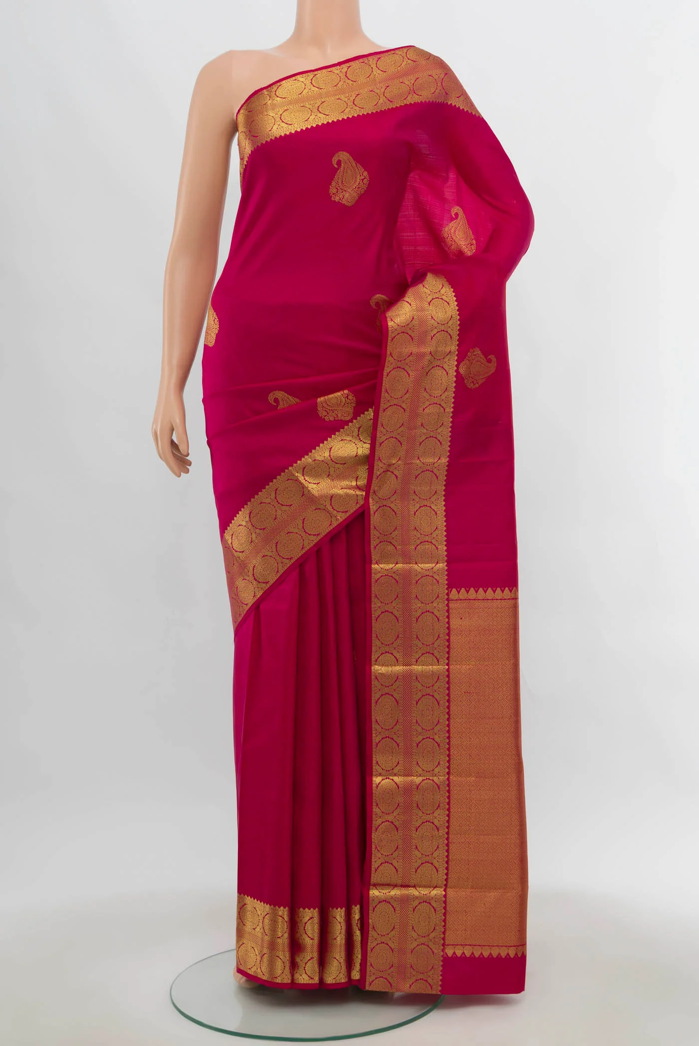 Dark Pink Kanchipuram Silk Saree
