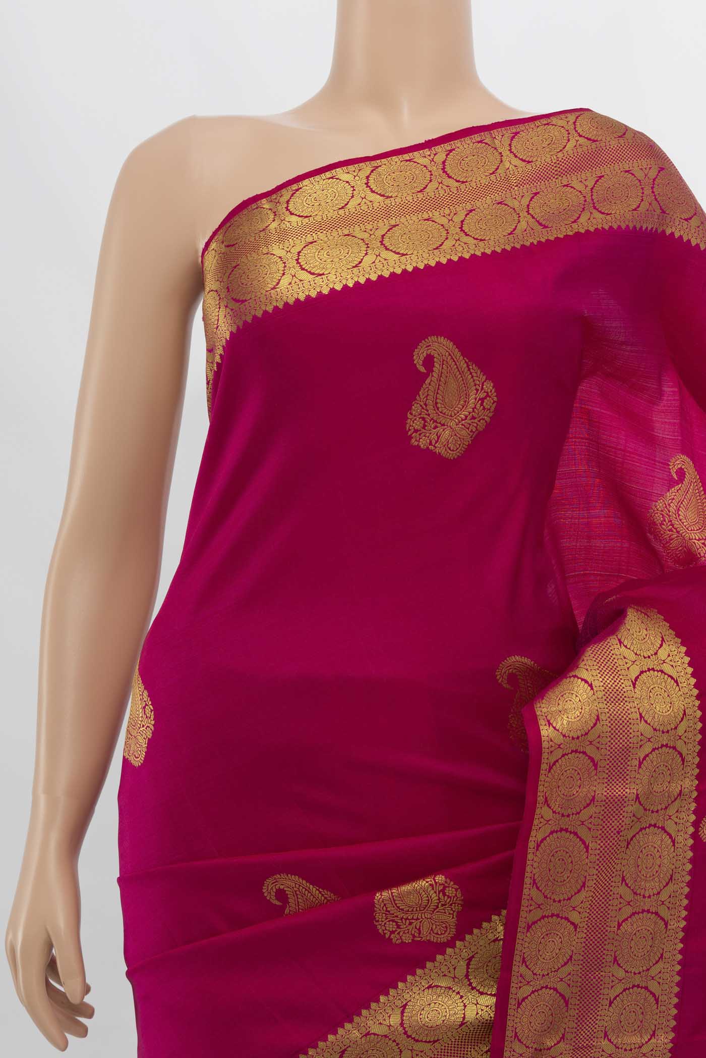 Dark Pink Kanchipuram Silk Saree - Image 2