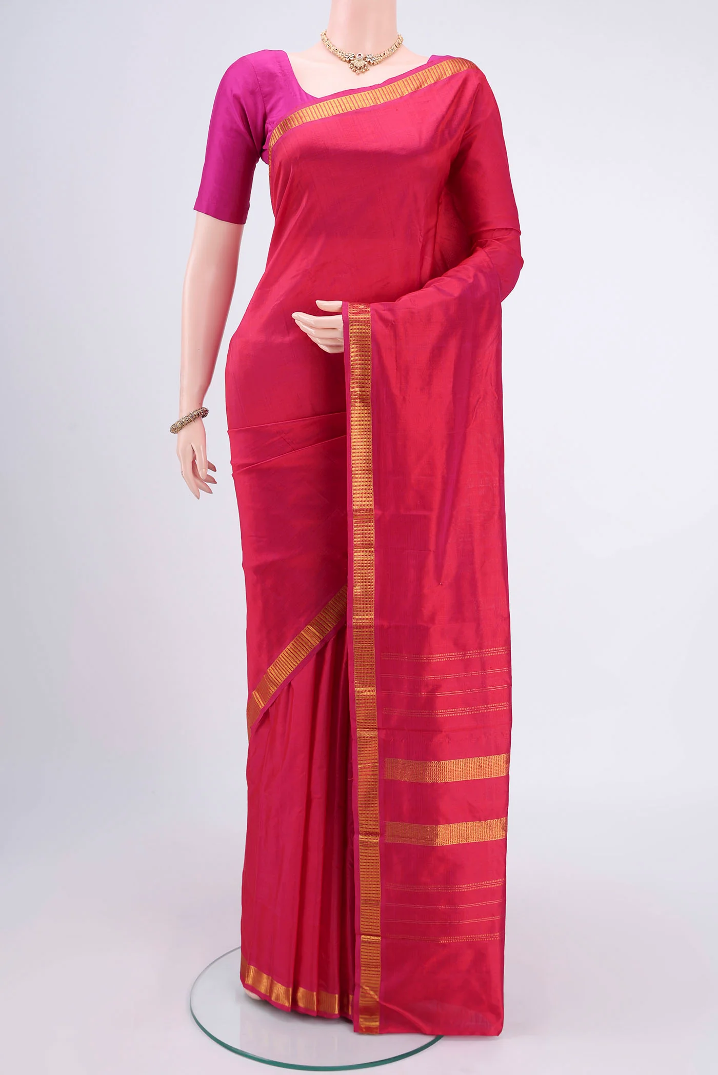 Dark Pink Kanchipuram Silk Saree