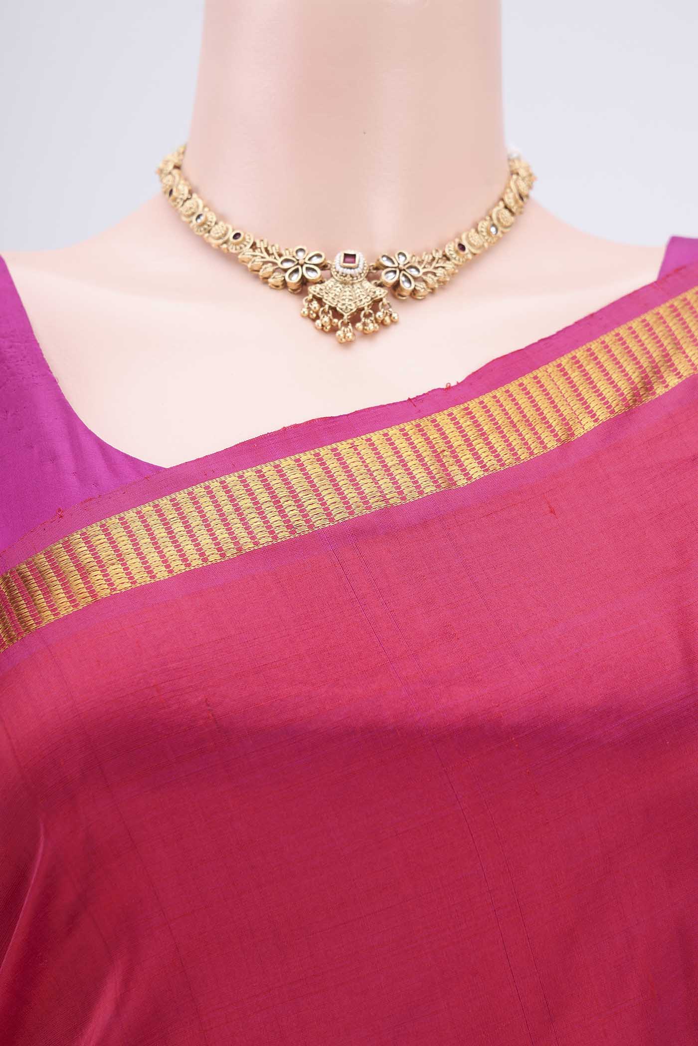 Dark Pink Kanchipuram Silk Saree - Image 2