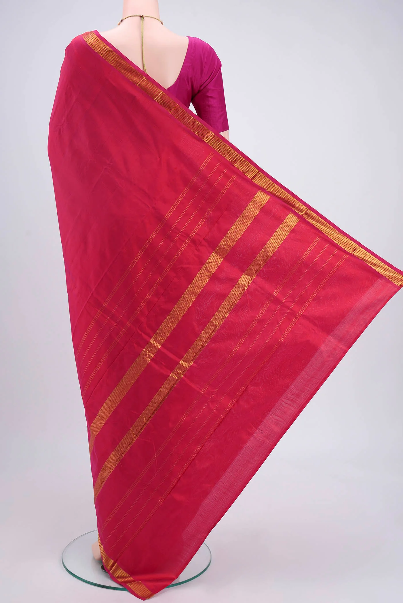 Dark Pink Kanchipuram Silk Saree - Image 3