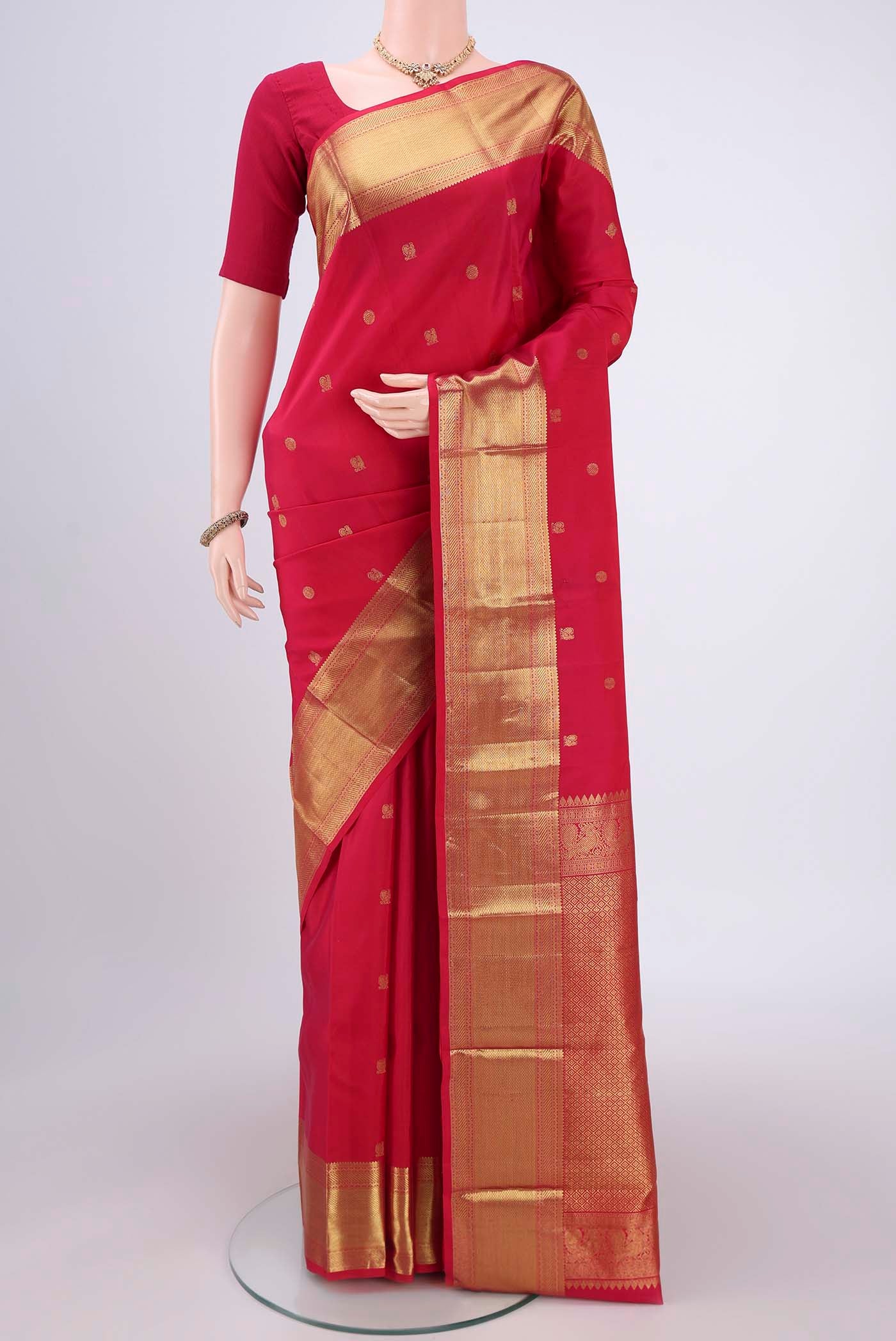 Dark Pink Kanchipuram Silk Saree