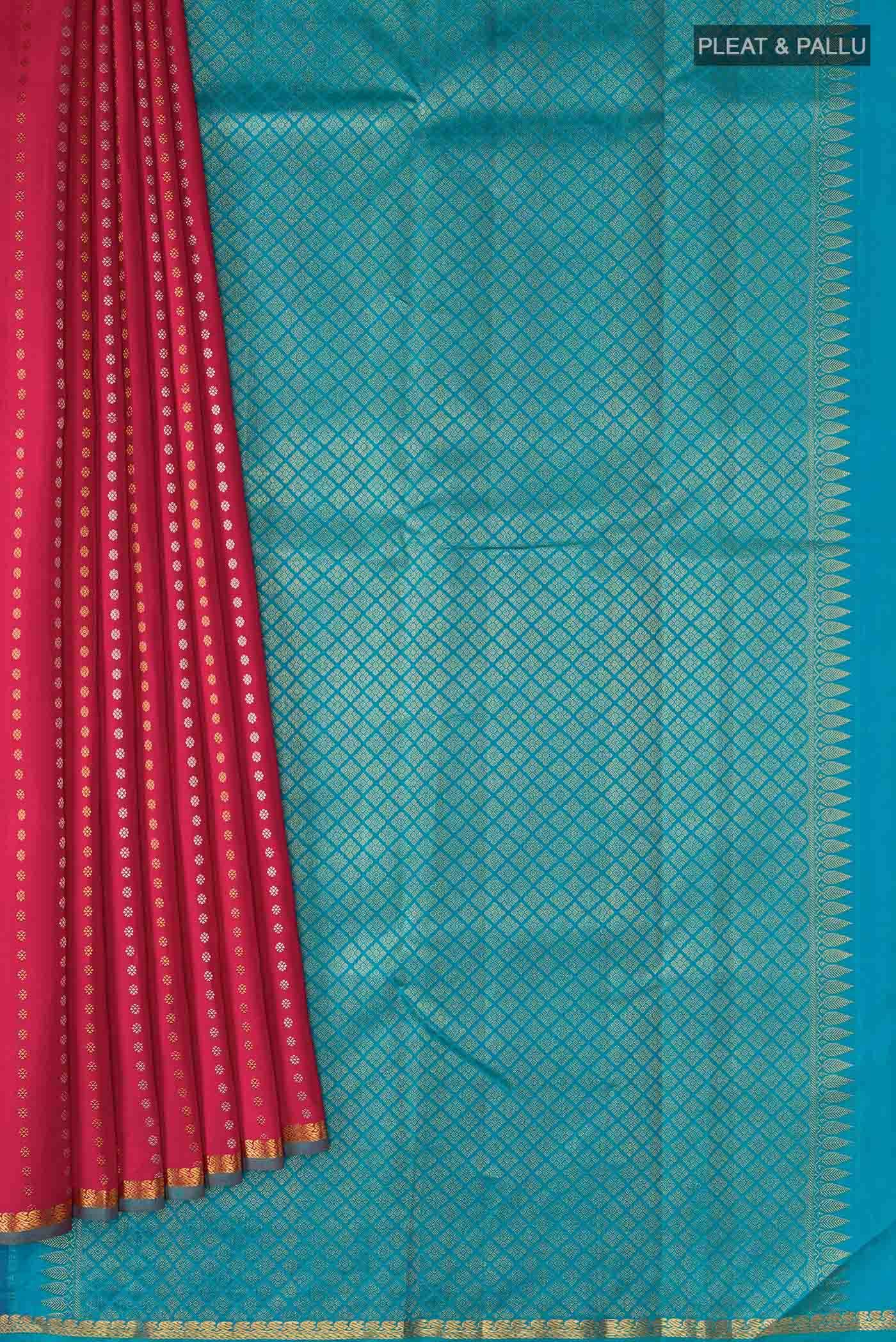 Dark Pink Kanchipuram Silk Saree - Image 2