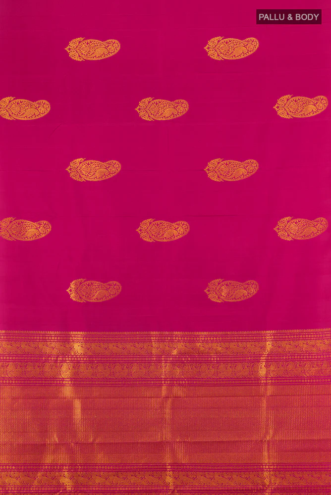 Dark Pink Kanchipuram Silk Saree - Image 5