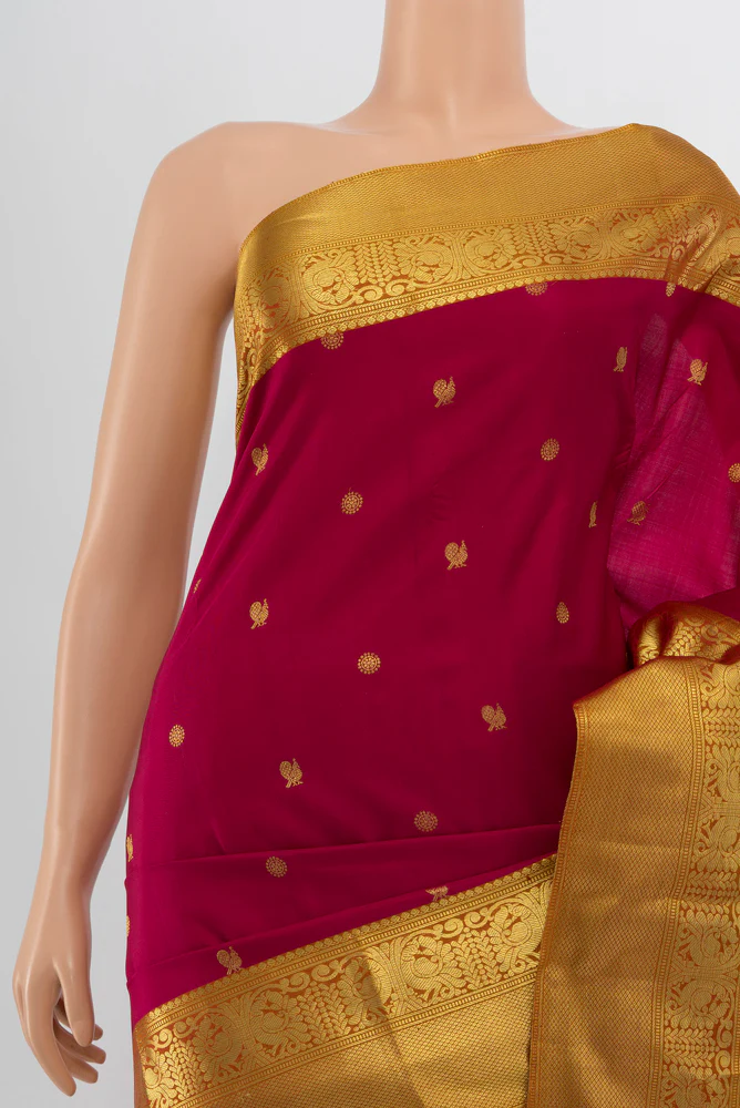 Dark Pink Kanchipuram Silk Saree - Image 2