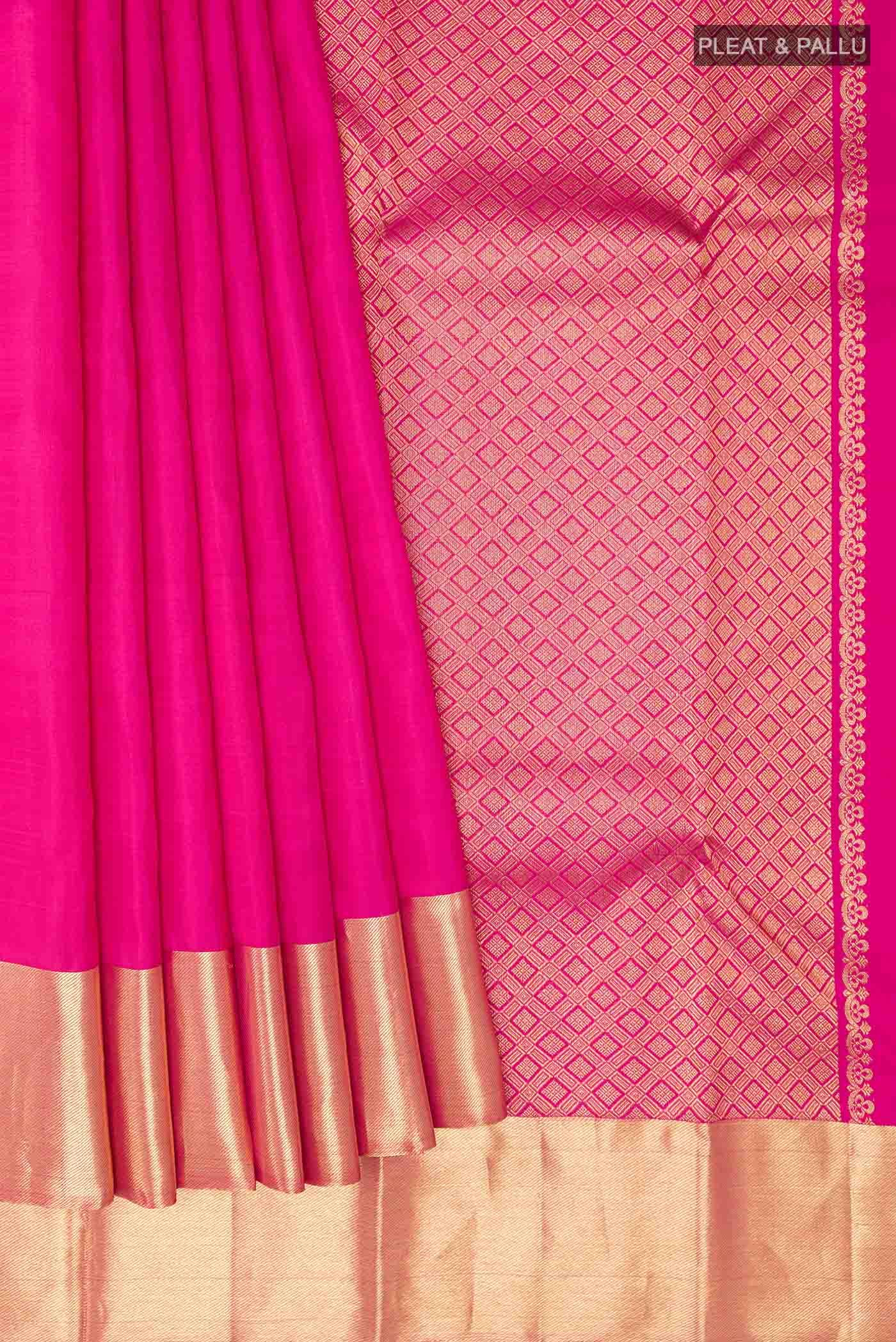 Dark Pink Kanjivaram Silk Saree - Image 2