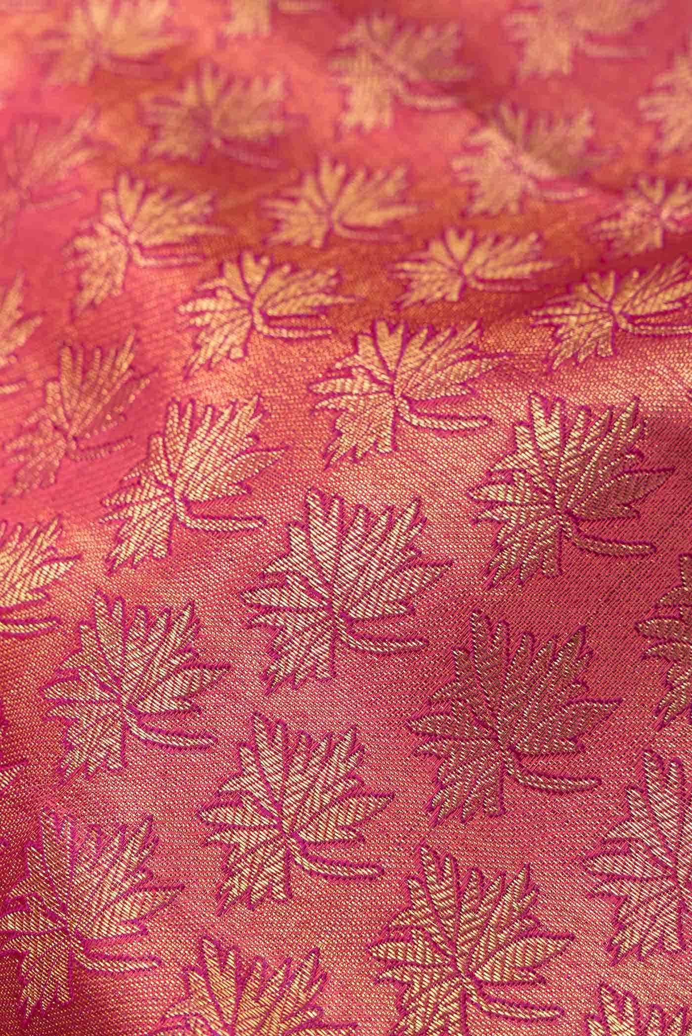 Pure Silk Pure Zari Dark Pink Kanchipuram Tissue Saree - Image 3