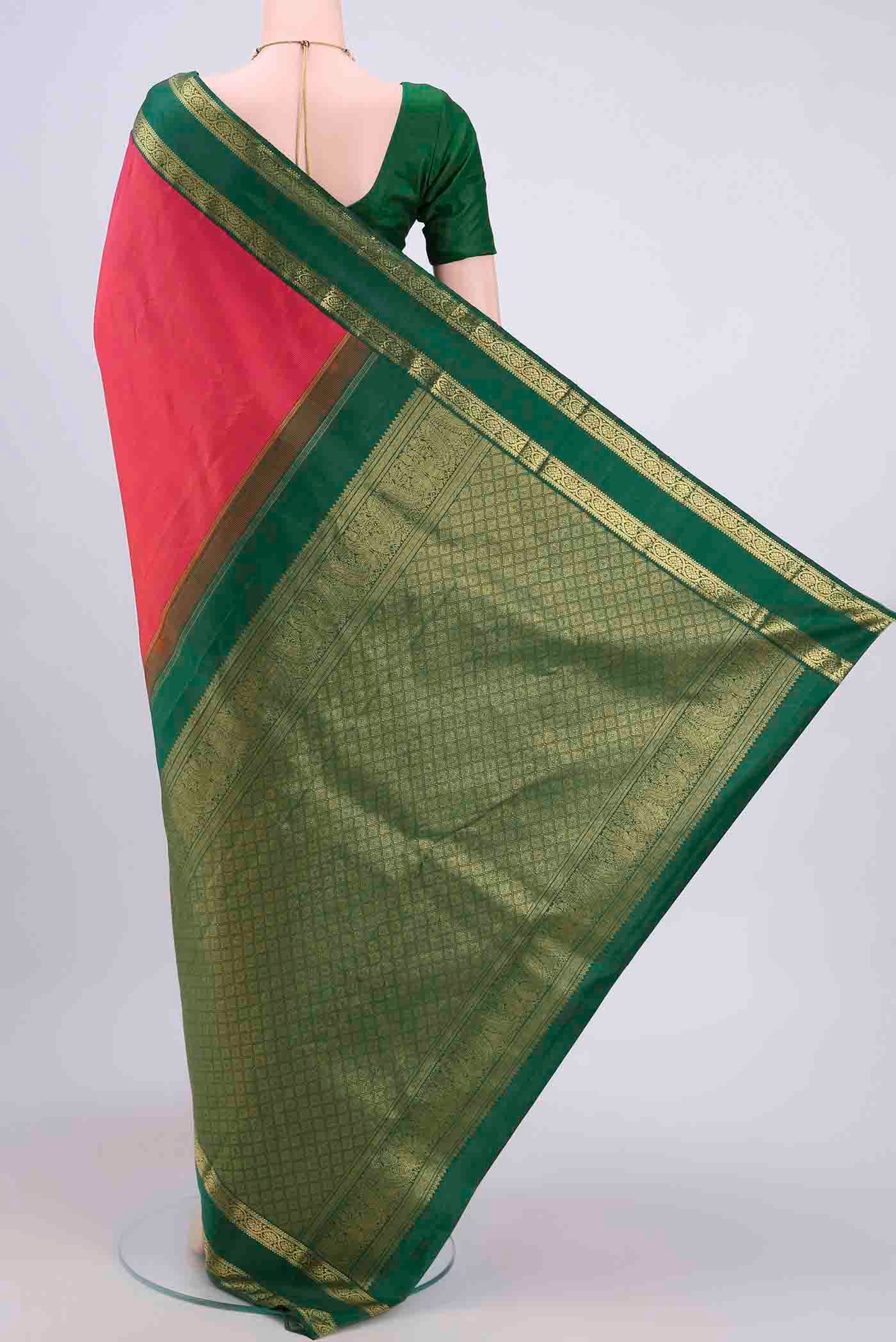 Dark Pink Kanjivaram Saree - Image 3