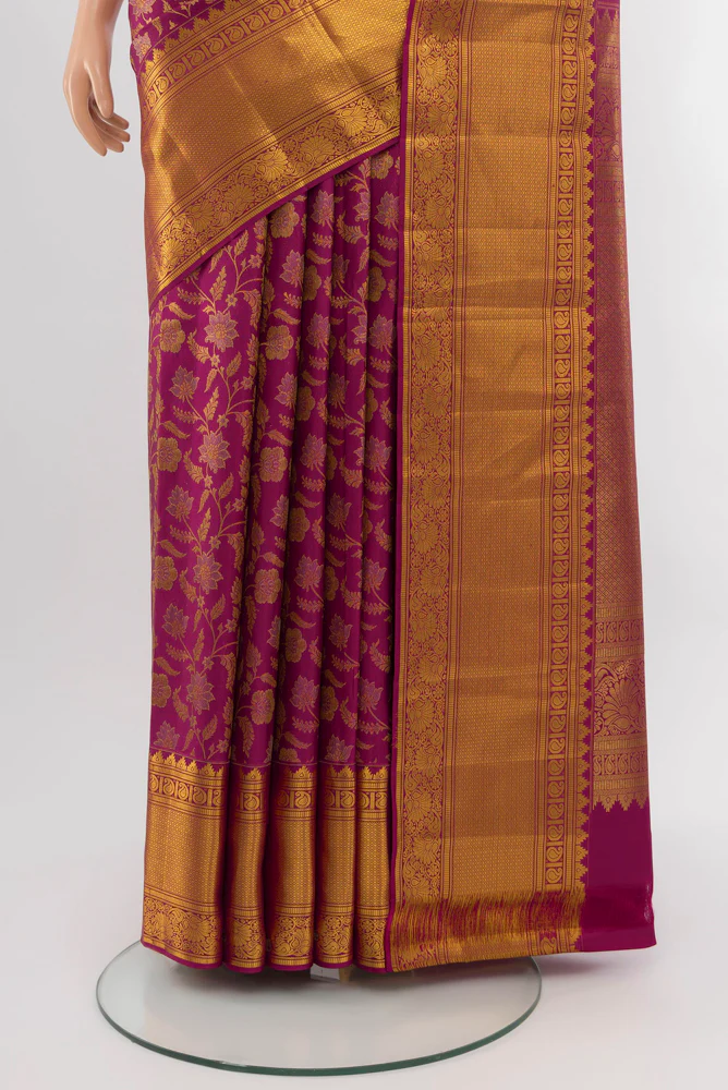 Magenta Kanjivaram Silk Saree - Image 3