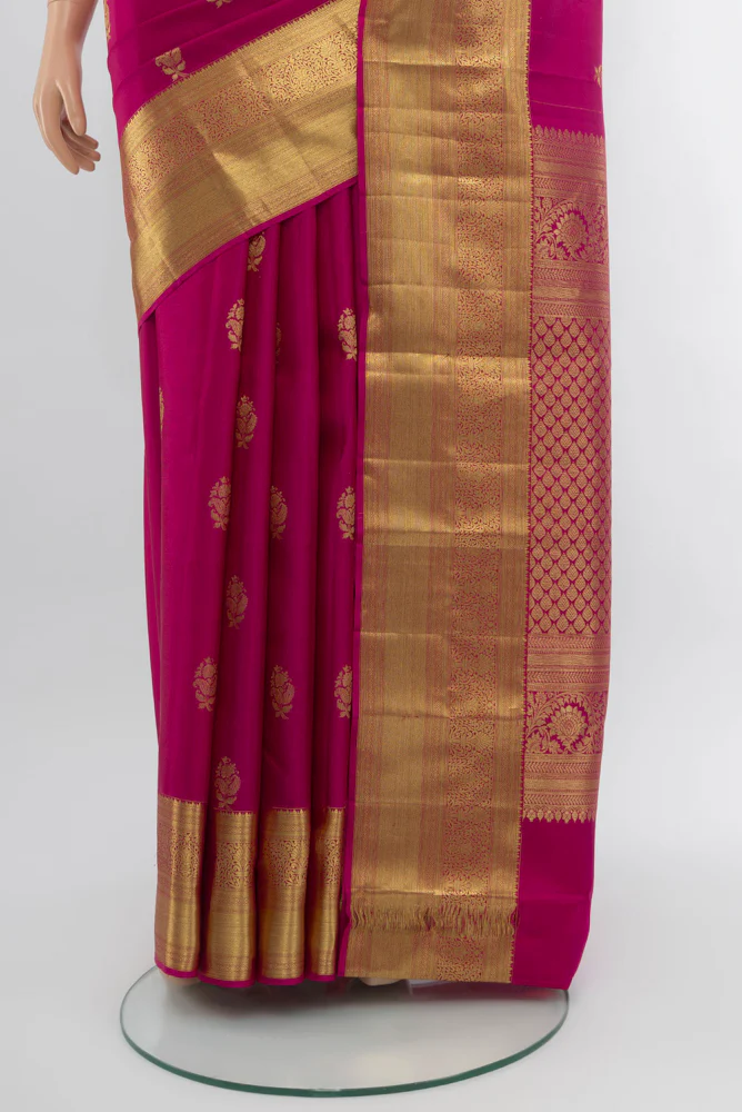 Rani Pink Kanjivaram Silk Saree - Image 3