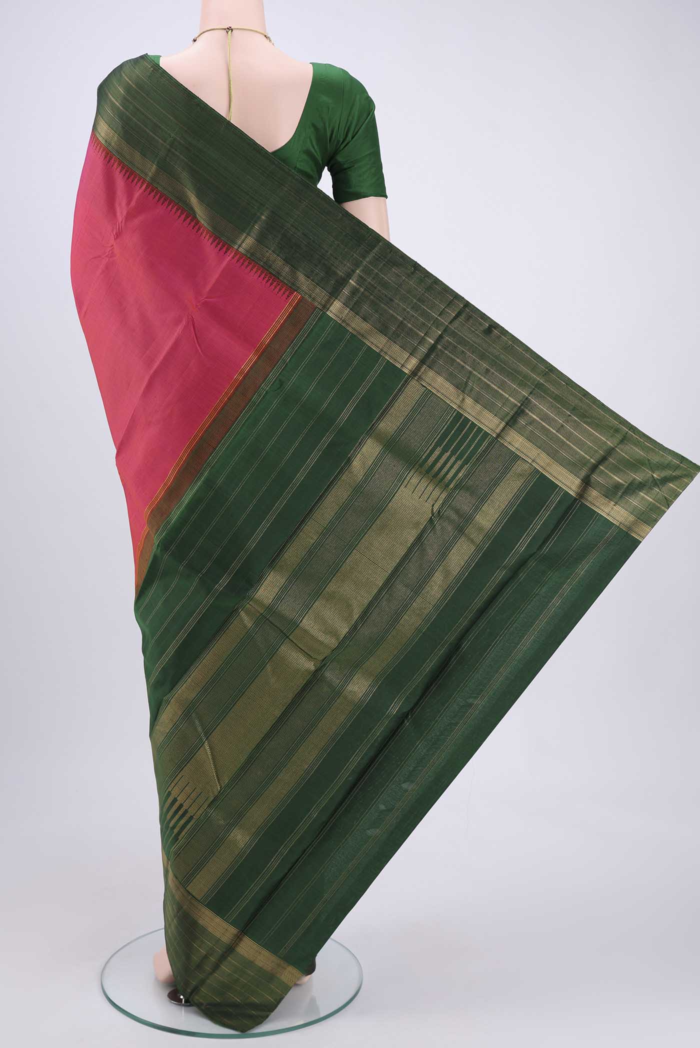 Dark Pink Kanjivaram Silk Saree - Image 3