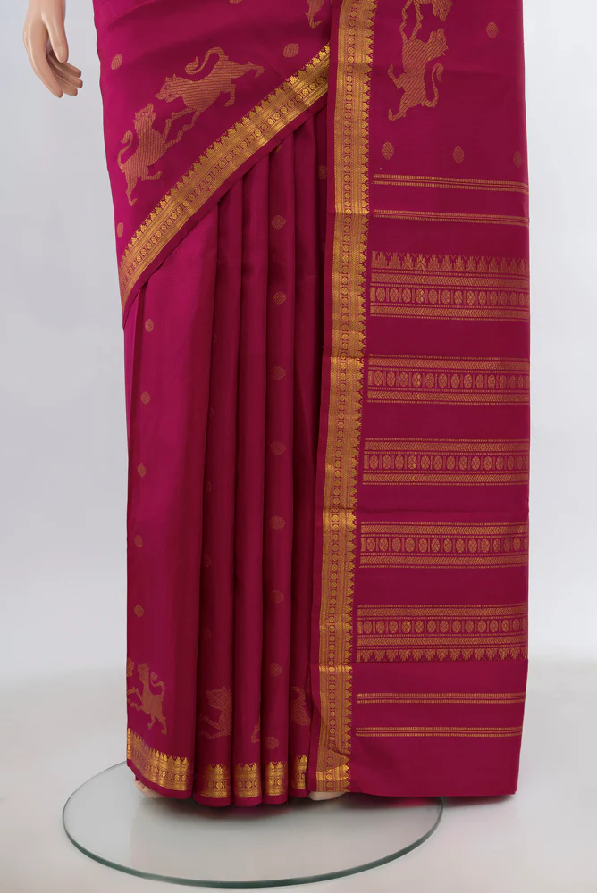 Magenta Kanjivaram Silk Saree - Image 3