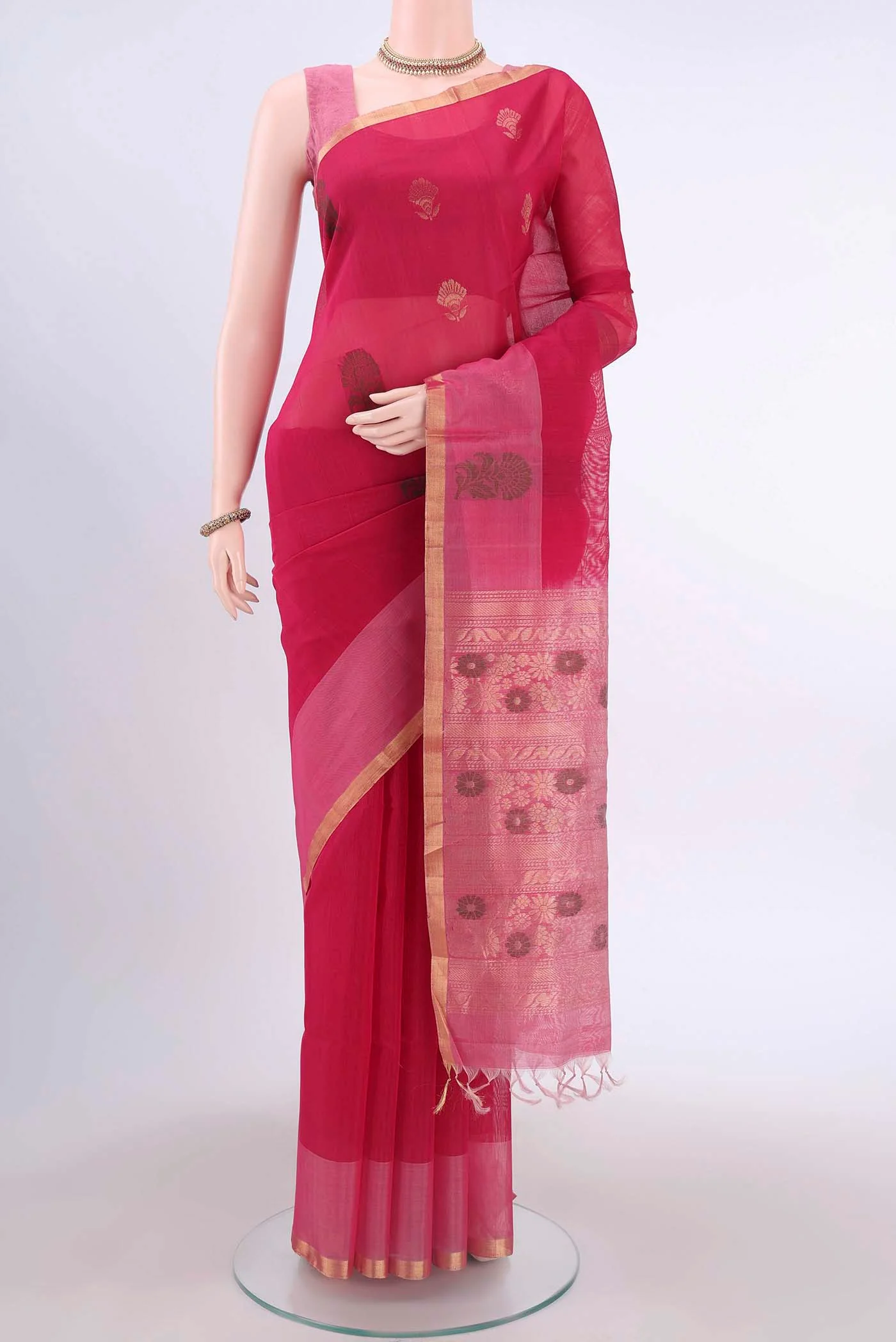 Pink Silk Cotton Saree
