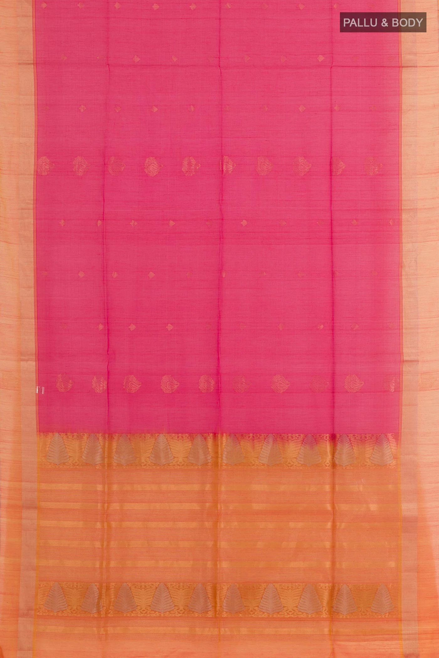 Pink Silk Cotton Saree - Image 3