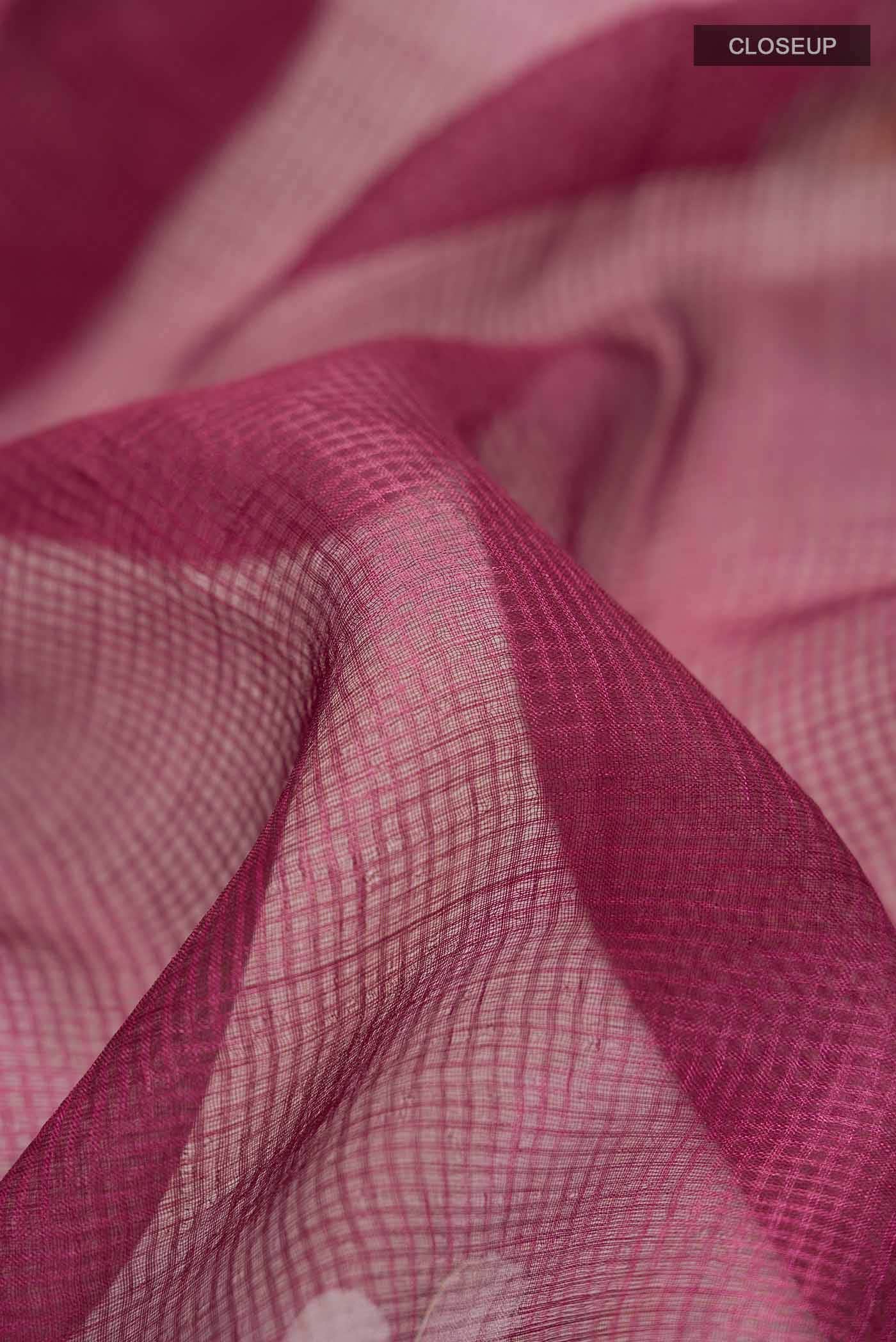 Dark Pink Kota Silk Saree - Image 2