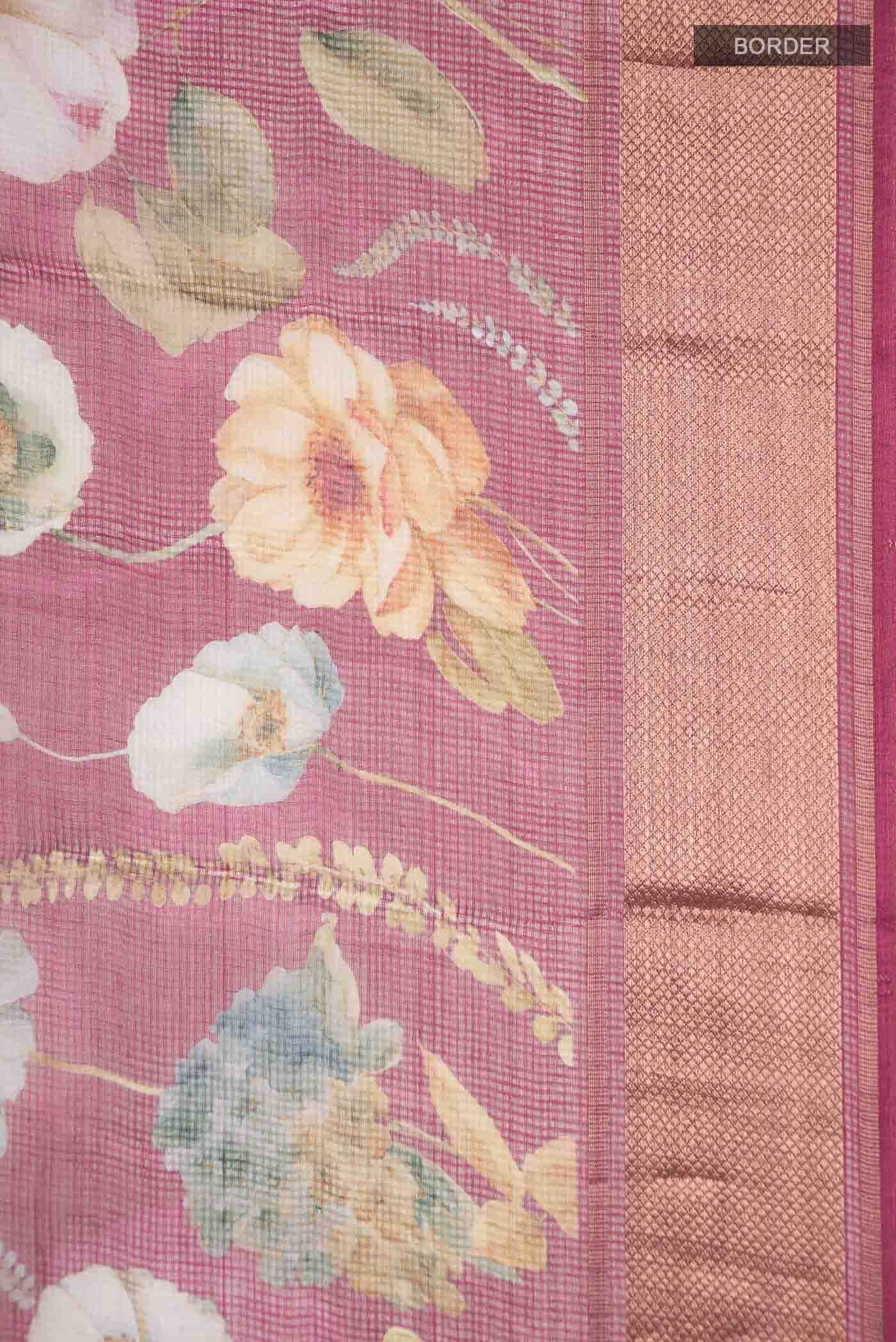 Dark Pink Kota Silk Saree - Image 4
