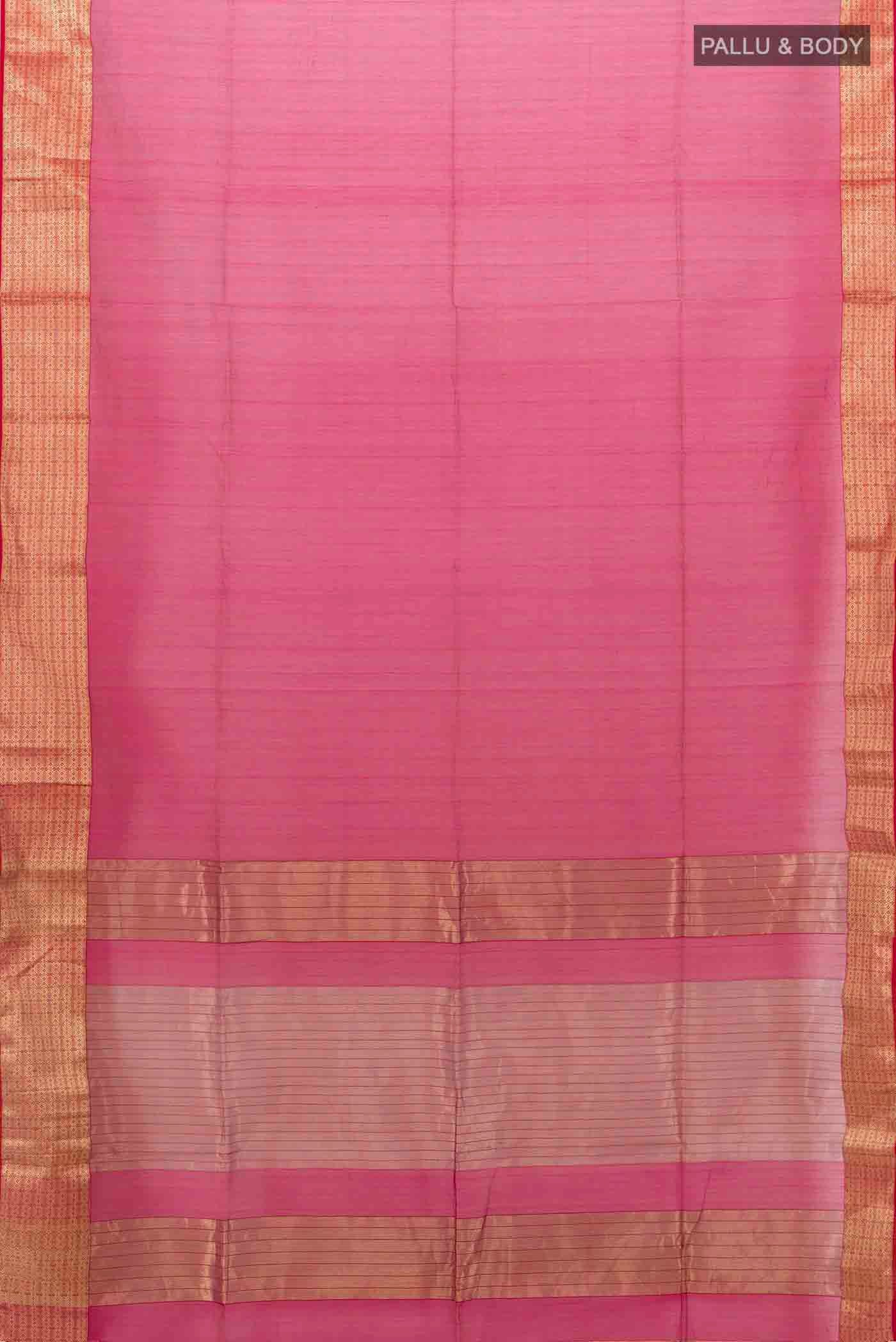 Dark Pink Maheshwari Silk Cotton Saree - Image 5
