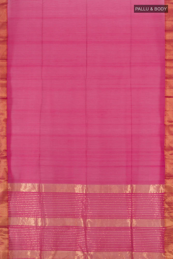 Dark Pink Maheshwari Silk Cotton Saree - Image 5