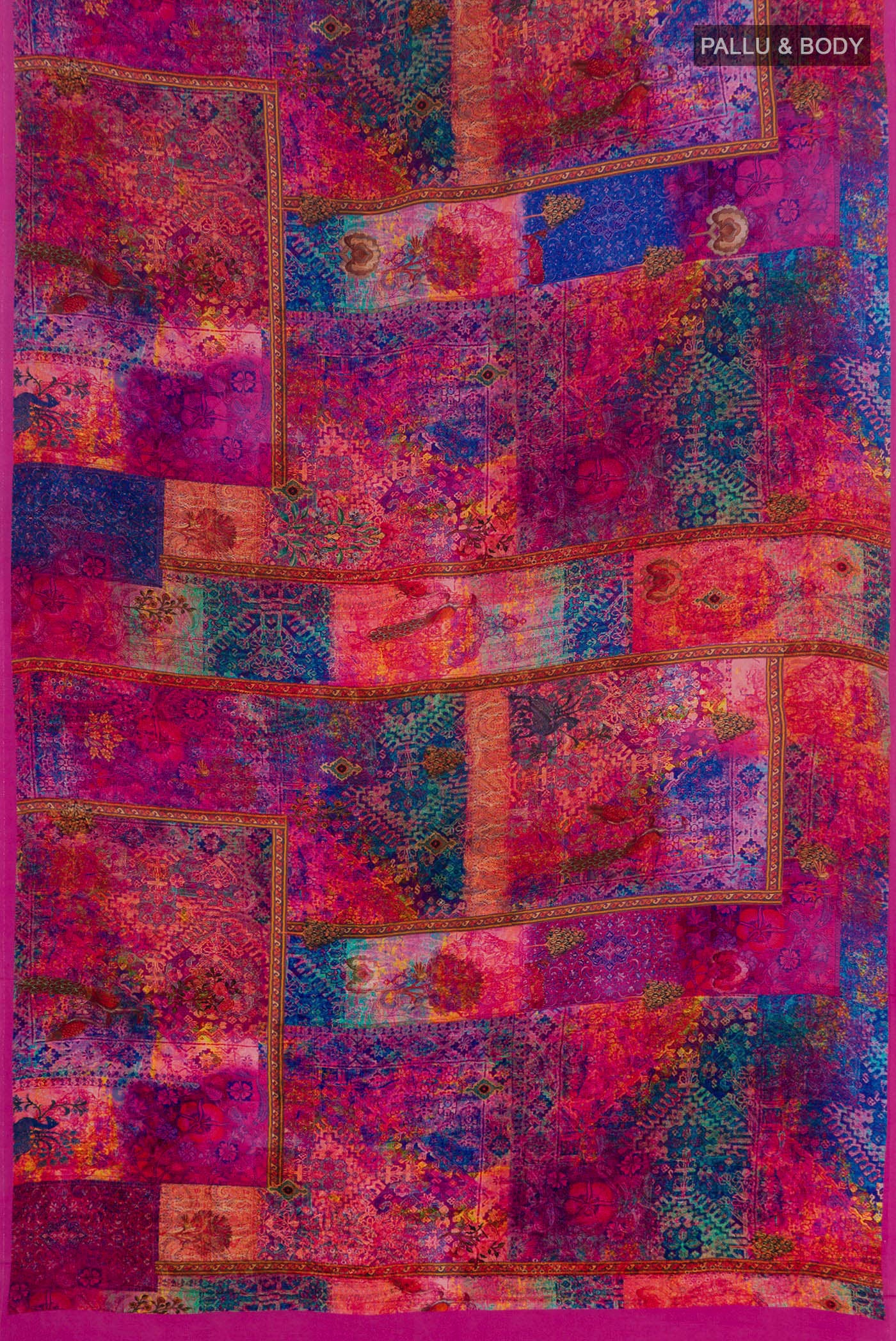 Rani Pink Mysore Crepe Saree - Image 3