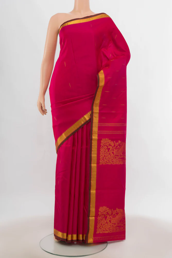 Pure Silk Pure Zari Pink Kanchipuram Saree