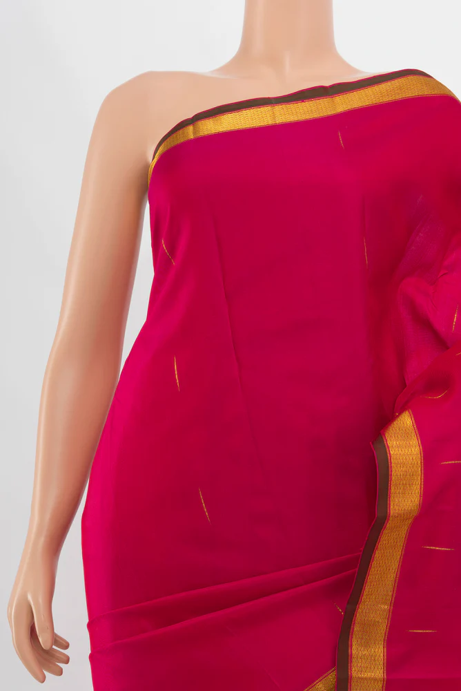 Pure Silk Pure Zari Pink Kanchipuram Saree - Image 2