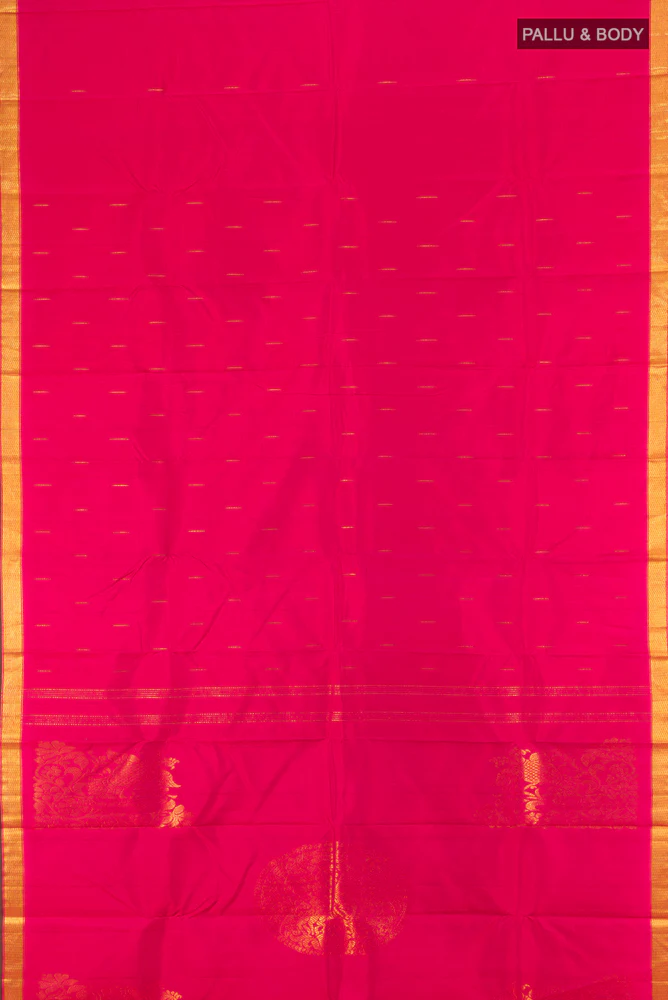 Pure Silk Pure Zari Pink Kanchipuram Saree - Image 5