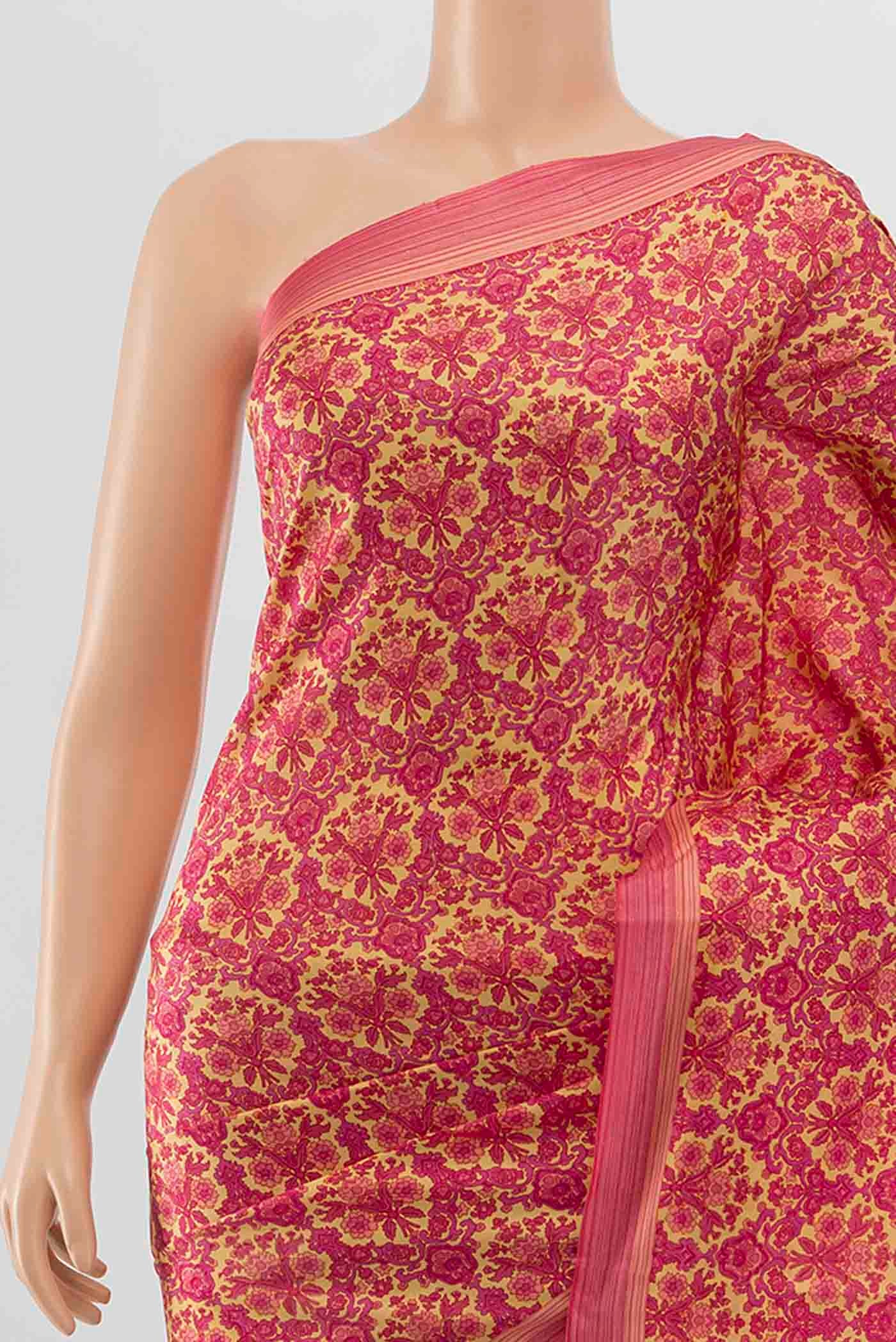Dark Pink Printed Silk Saree - Image 2