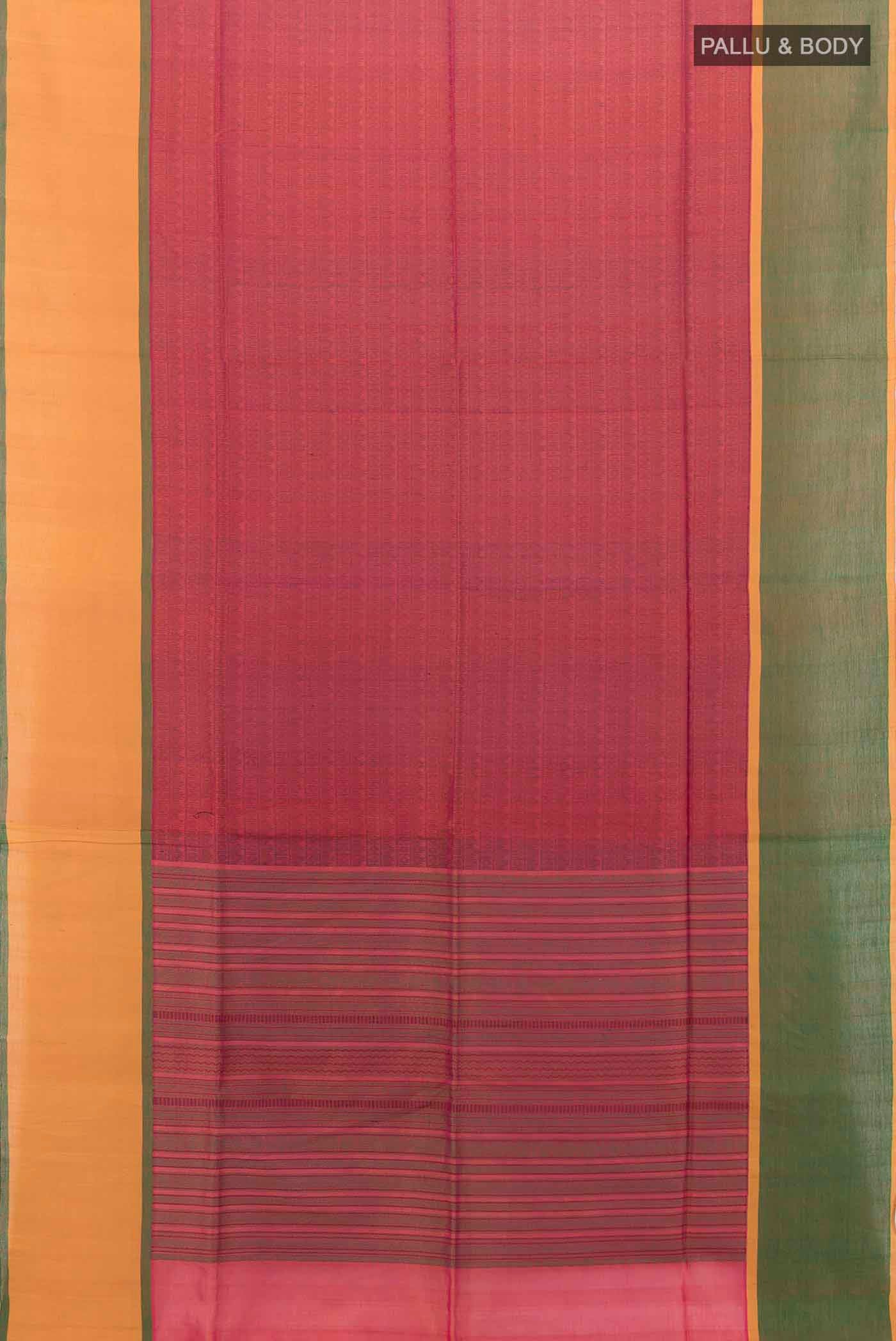 Dark Pink Silk Cotton Saree - Image 5