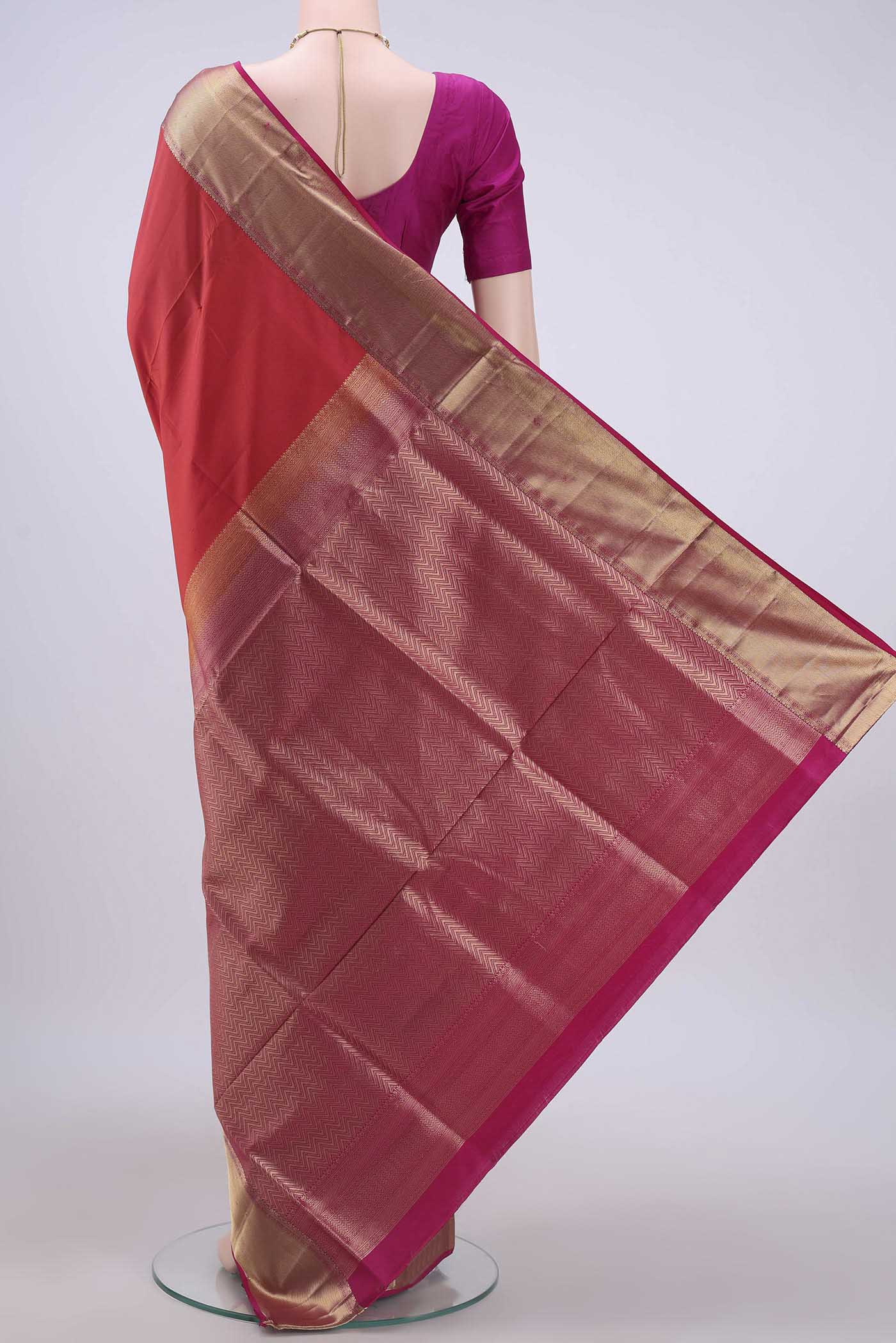 Dark Pink Soft Silk Saree - Image 3
