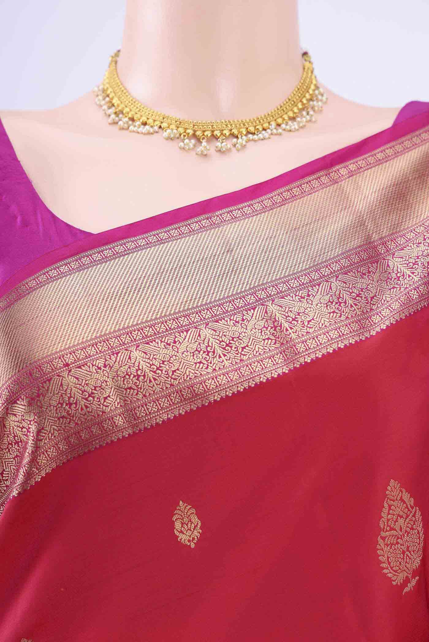 Dark Pink Soft Silk Saree - Image 2